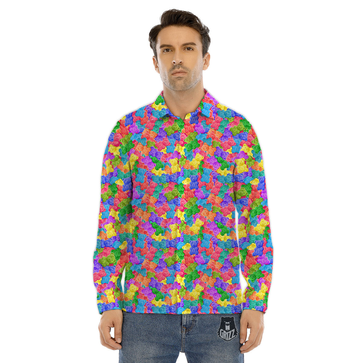 Gummy Bear Colorful Print Men's Dress Shirts-grizzshop
