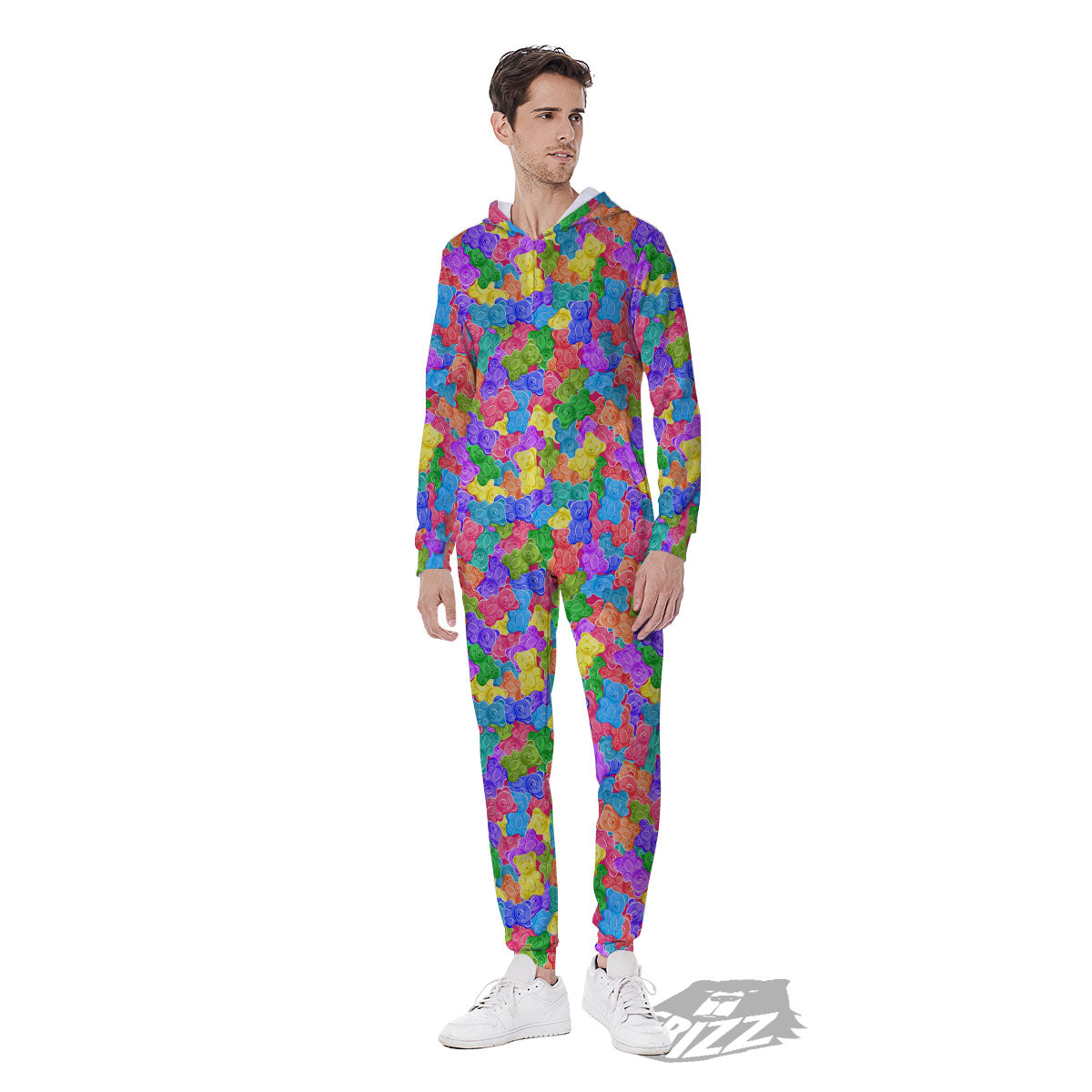 Gummy Bear Colorful Print Men's Jumpsuit-grizzshop