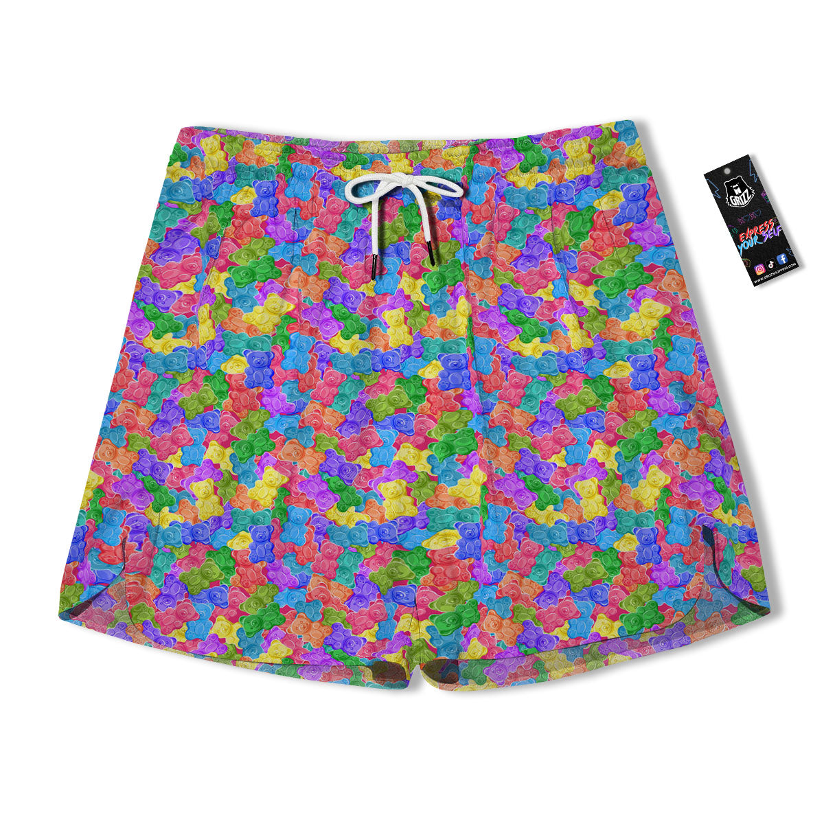 Gummy Bear Colorful Print Men's Running Shorts-grizzshop