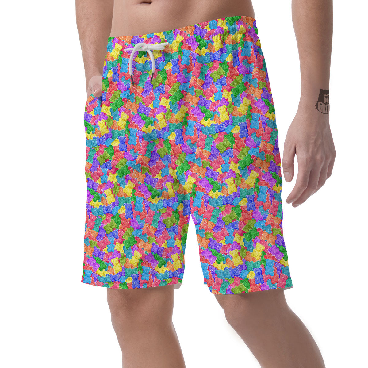Gummy Bear Colorful Print Men's Shorts-grizzshop