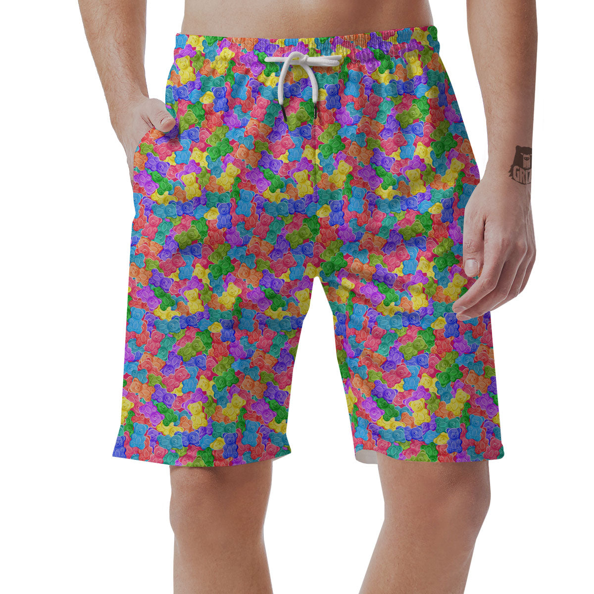 Gummy Bear Colorful Print Men's Shorts-grizzshop