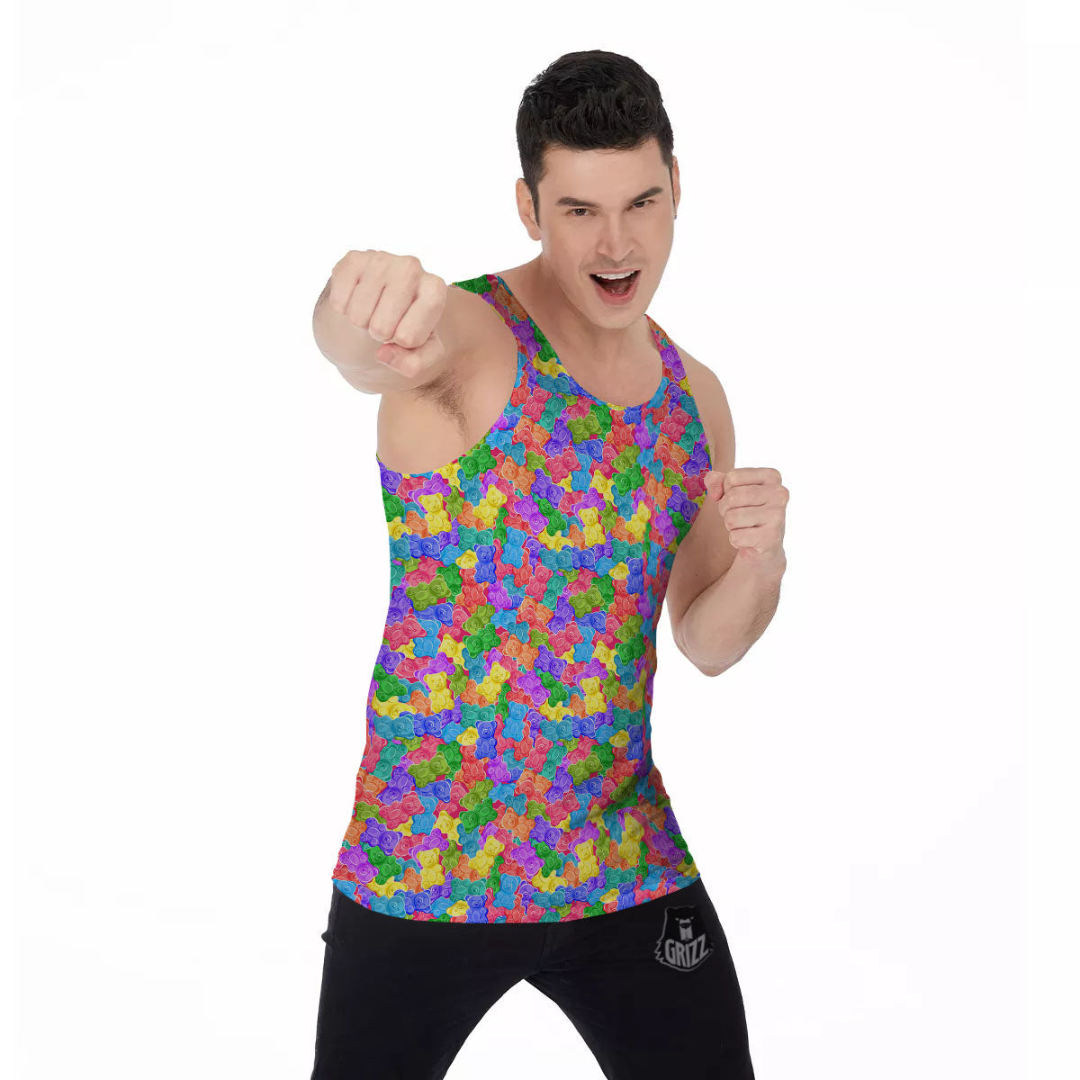 Gummy Bear Colorful Print Men's Tank Top-grizzshop
