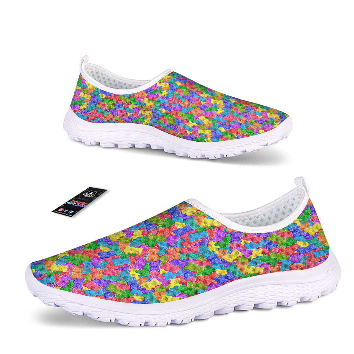 Gummy Bear Colorful Print Nurse Shoes-grizzshop