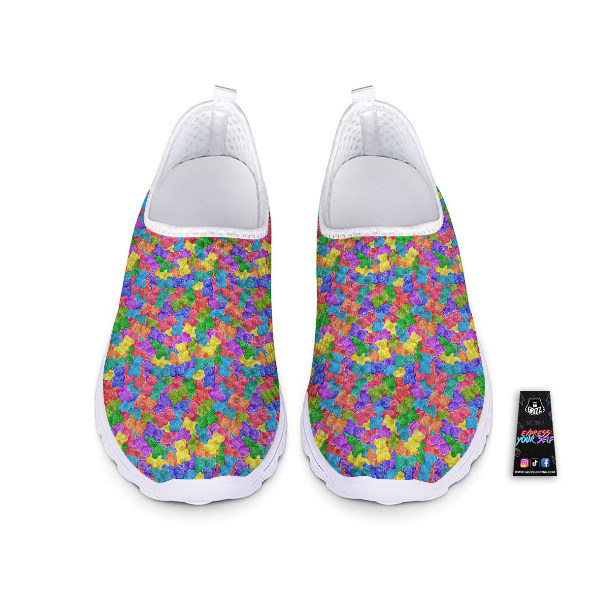 Gummy Bear Colorful Print Nurse Shoes-grizzshop