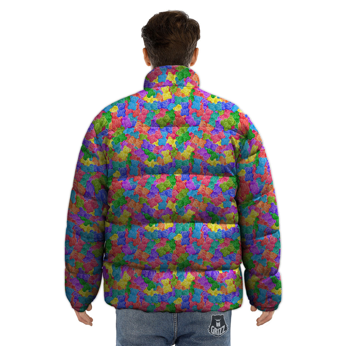Gummy Bear Colorful Print Puffer Jacket-grizzshop