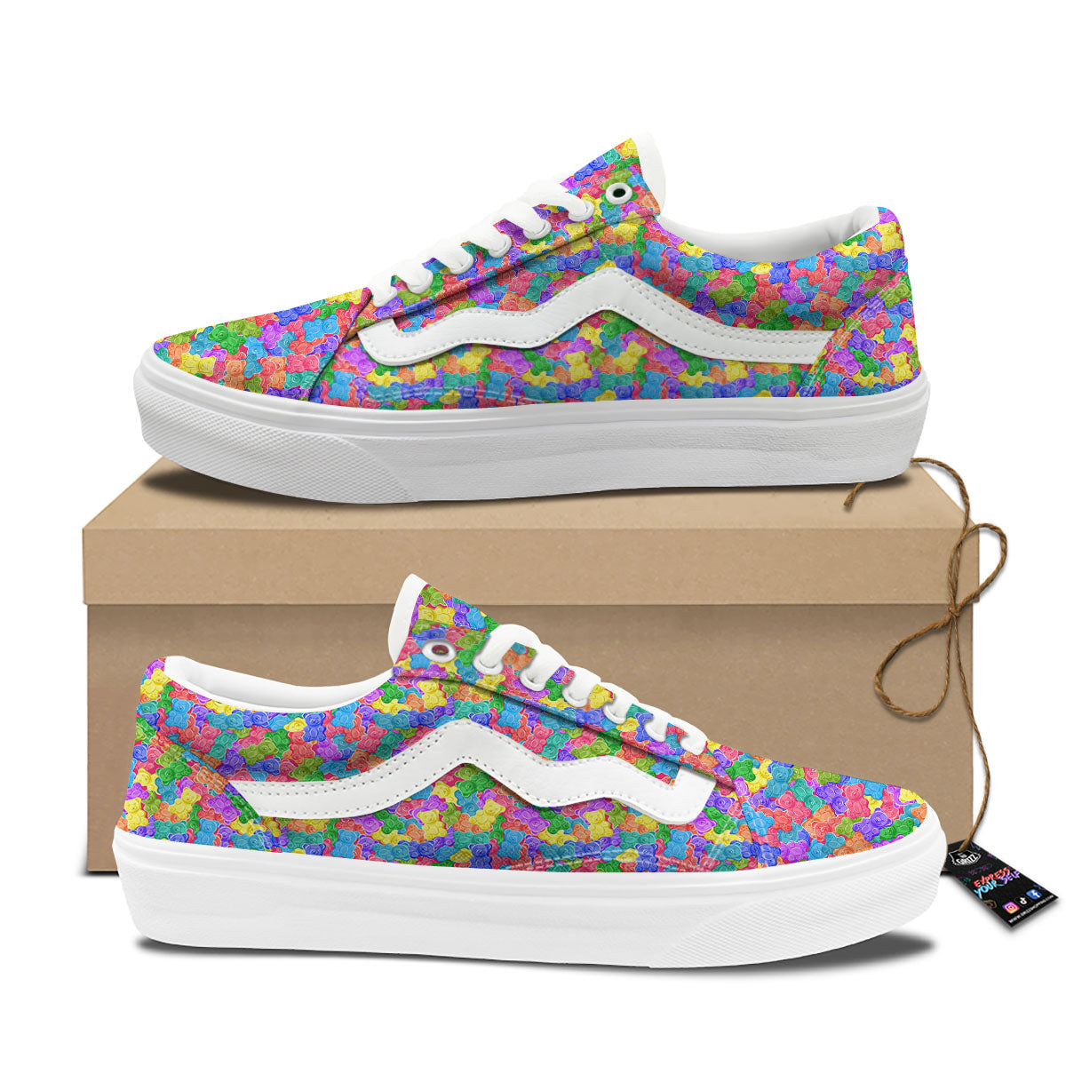 Gummy Bear Colorful Print Skate Shoes-grizzshop