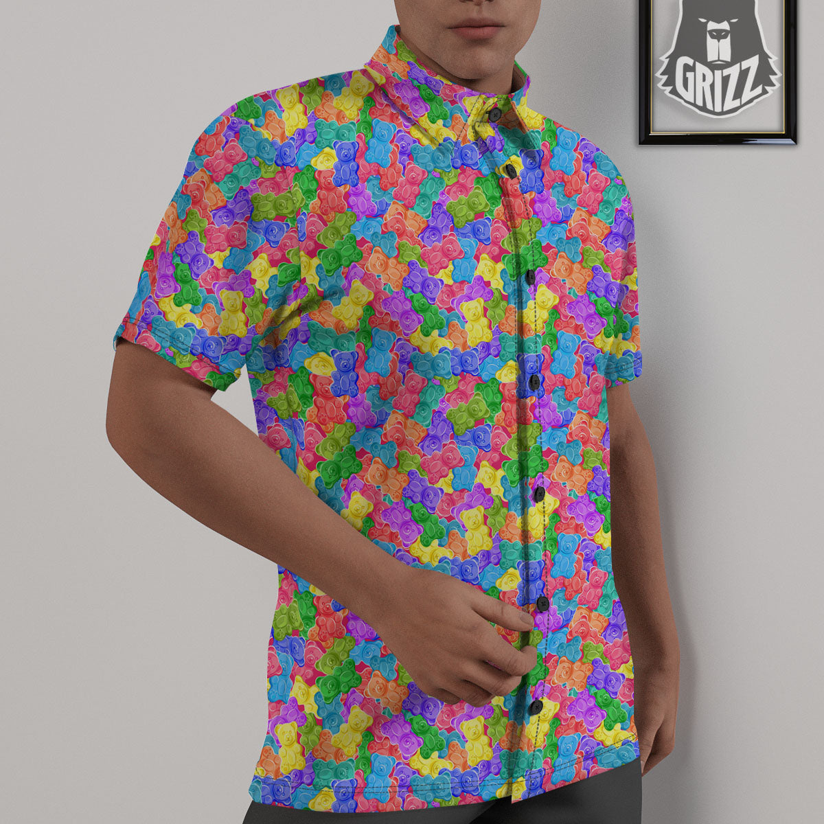 Gummy Bear Colorful Print Untucked Shirts-grizzshop