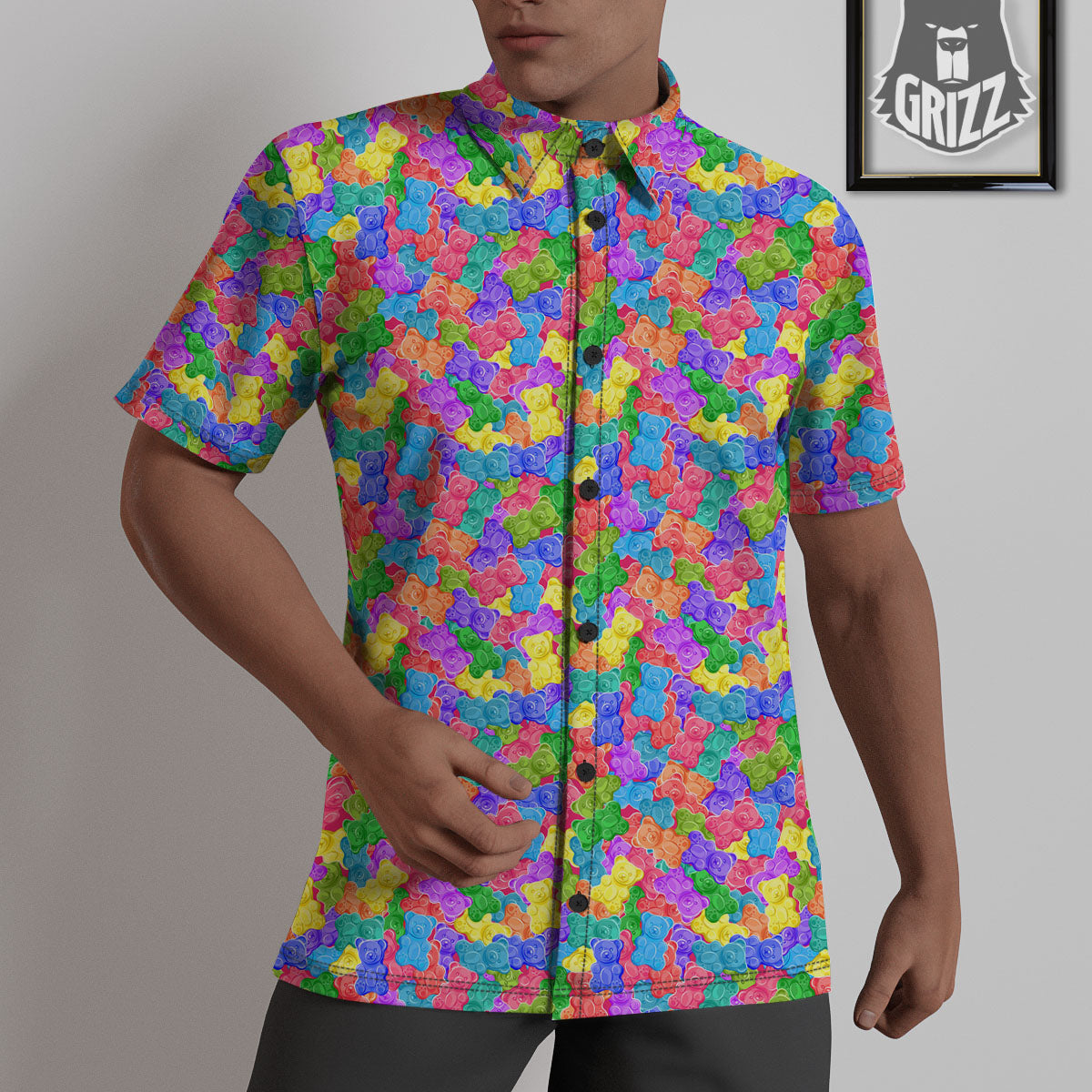Gummy Bear Colorful Print Untucked Shirts-grizzshop