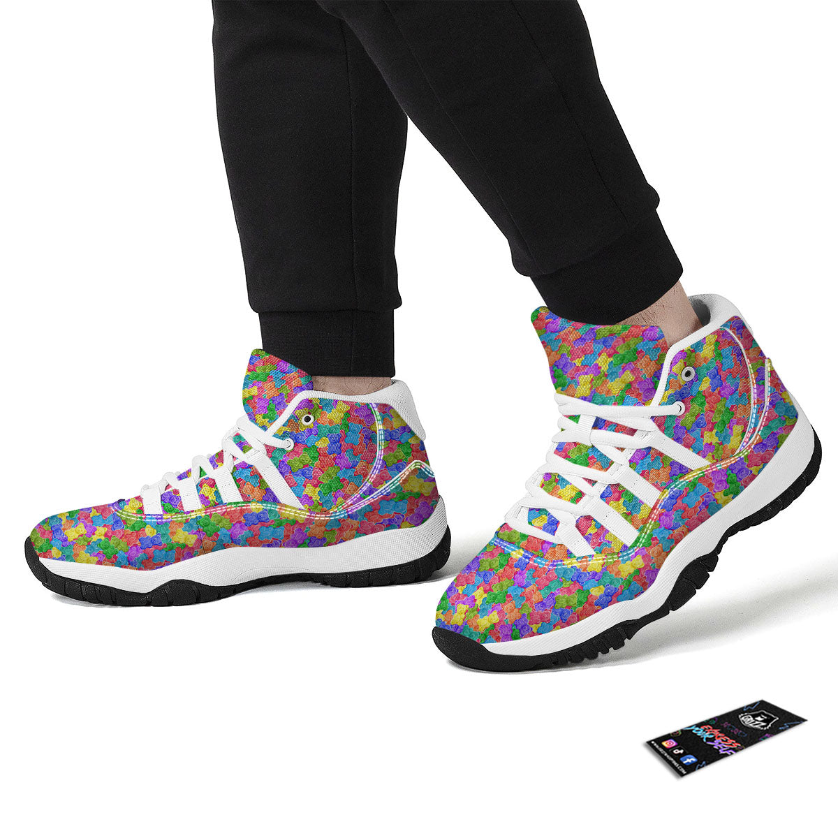 Gummy Bear Colorful Print White Bball Shoes-grizzshop