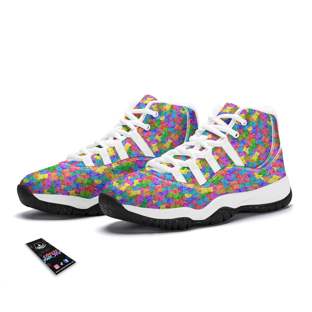 Gummy Bear Colorful Print White Bball Shoes-grizzshop