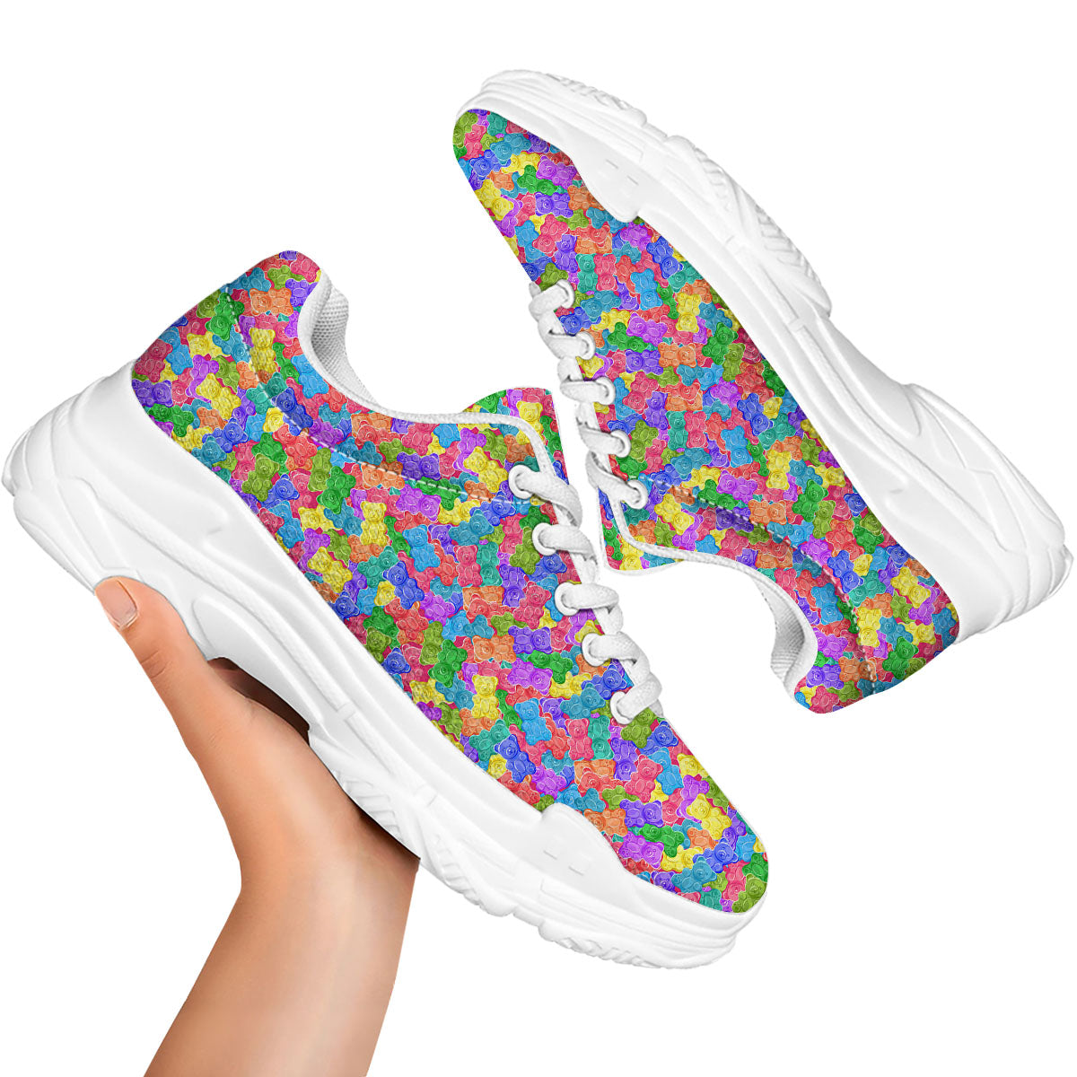 Gummy Bear Colorful Print White Chunky Shoes-grizzshop