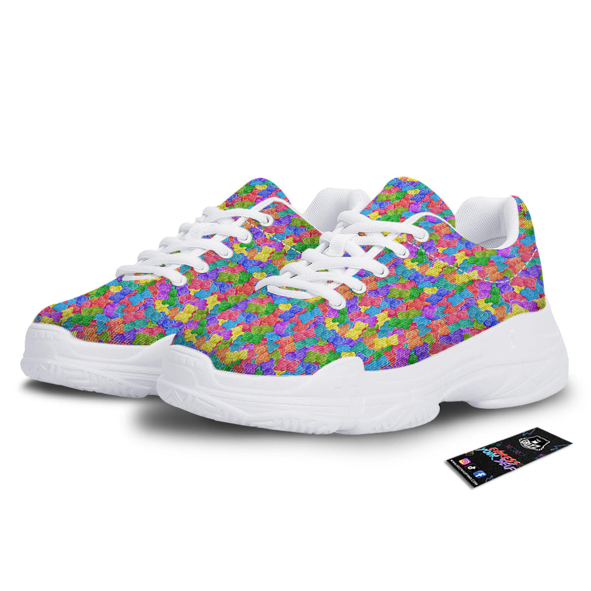 Gummy Bear Colorful Print White Chunky Shoes-grizzshop