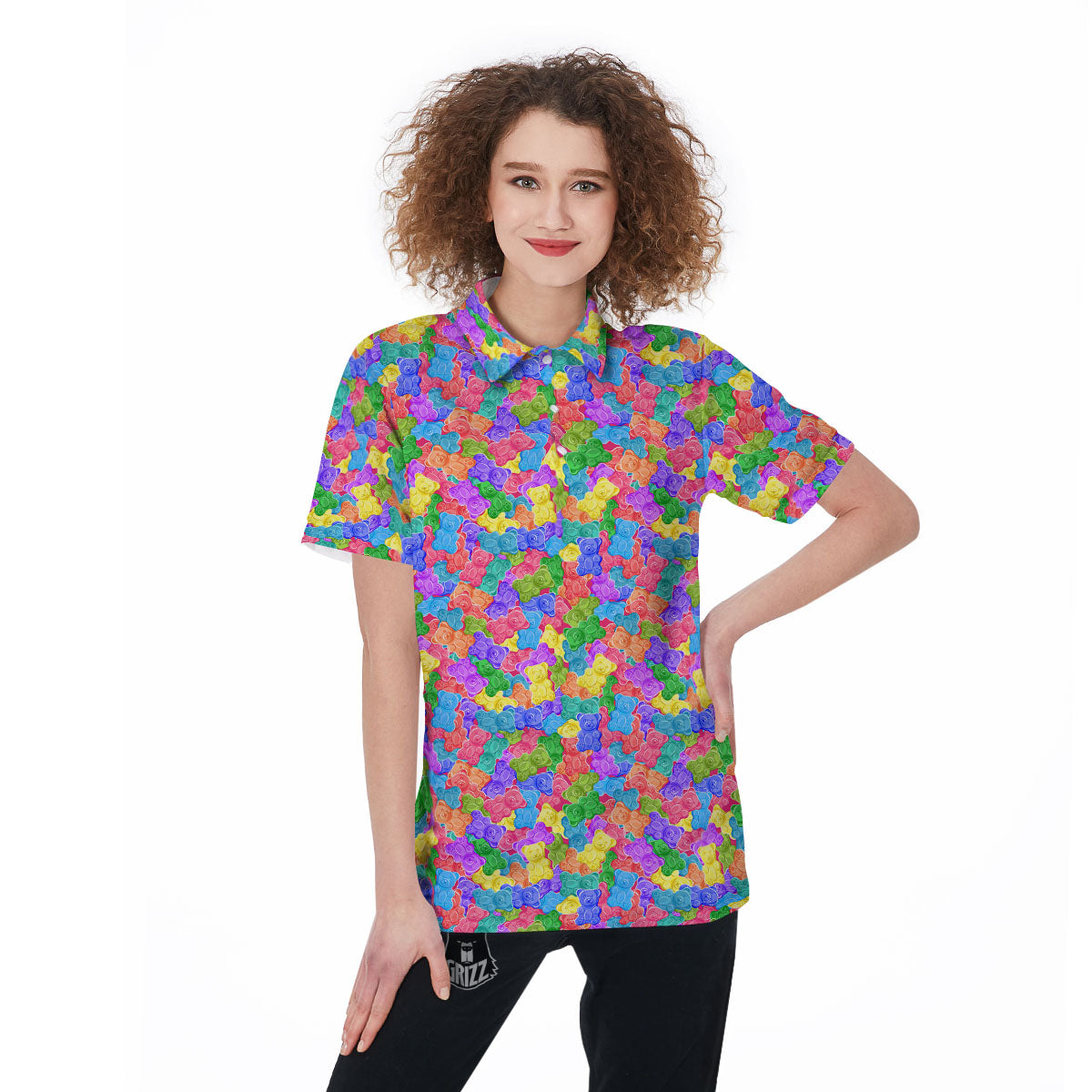 Gummy Bear Colorful Print Women's Golf Shirts-grizzshop