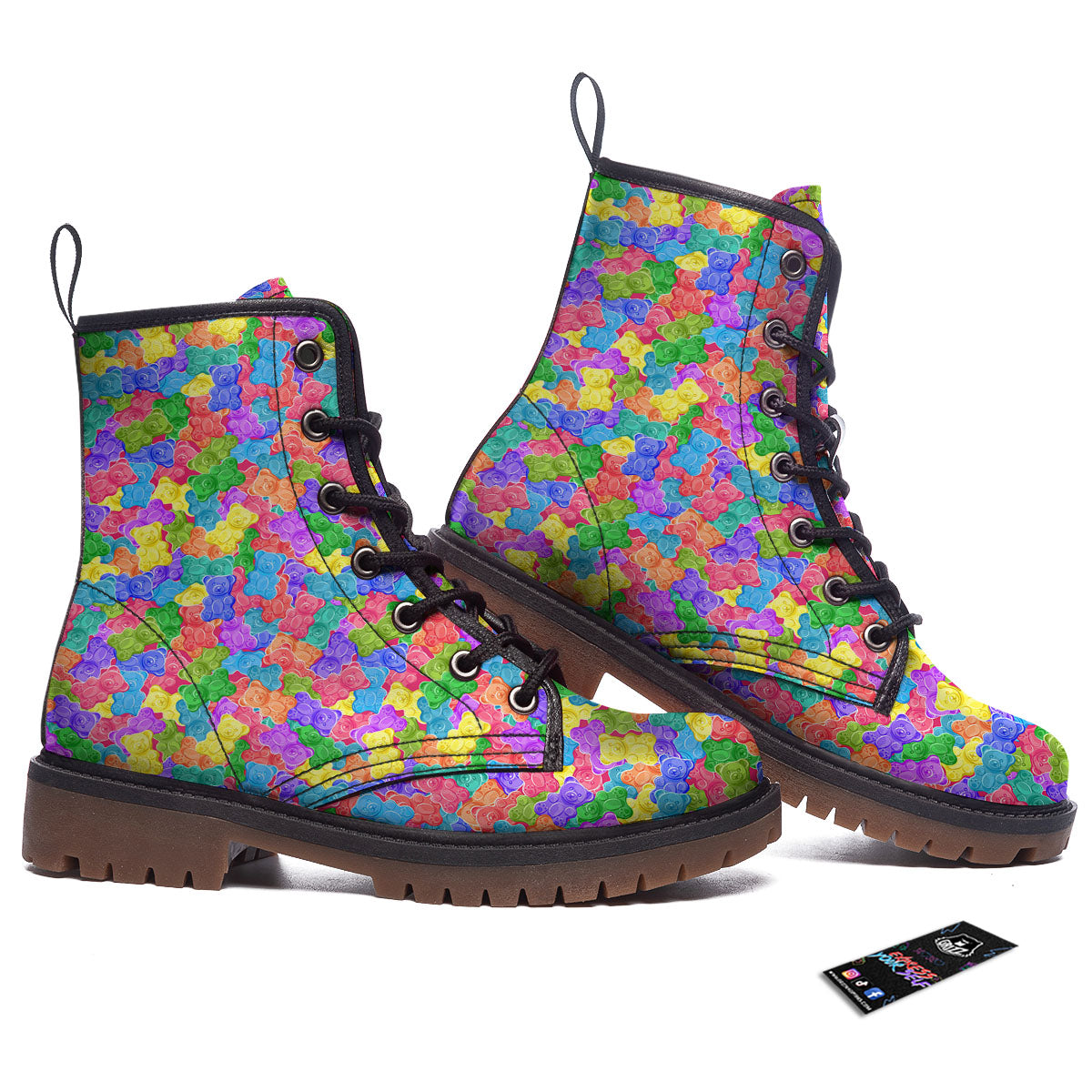Gummy Bear Colorful Print Work Boots-grizzshop