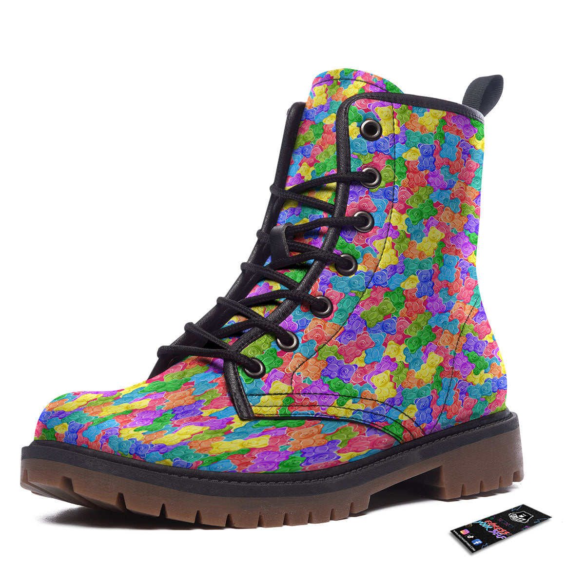 Gummy Bear Colorful Print Work Boots-grizzshop