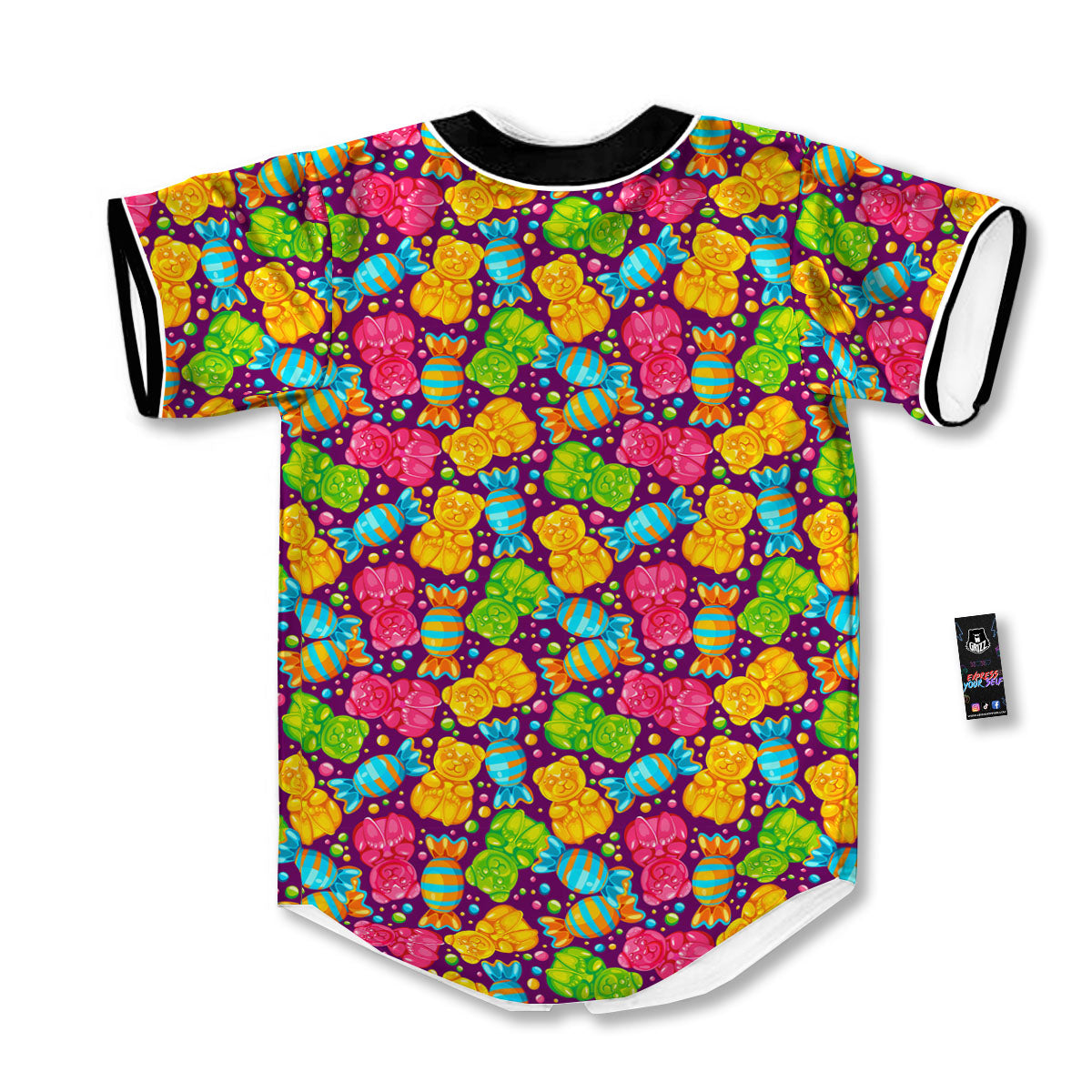 Gummy Colorful Print Baseball Jersey-grizzshop