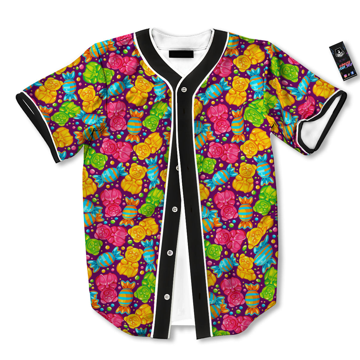 Gummy Colorful Print Baseball Jersey-grizzshop