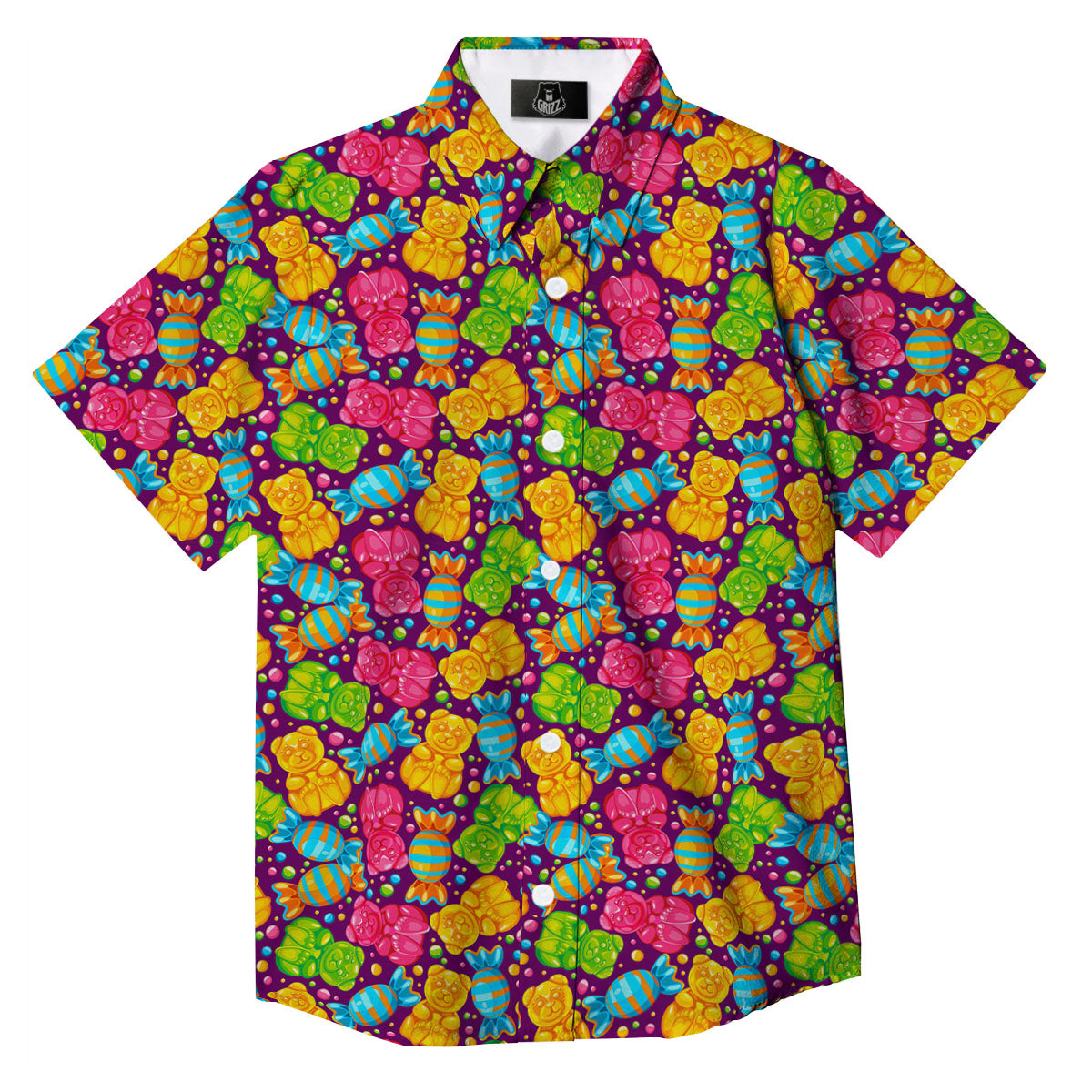 Gummy Colorful Print Button Up Shirt-grizzshop