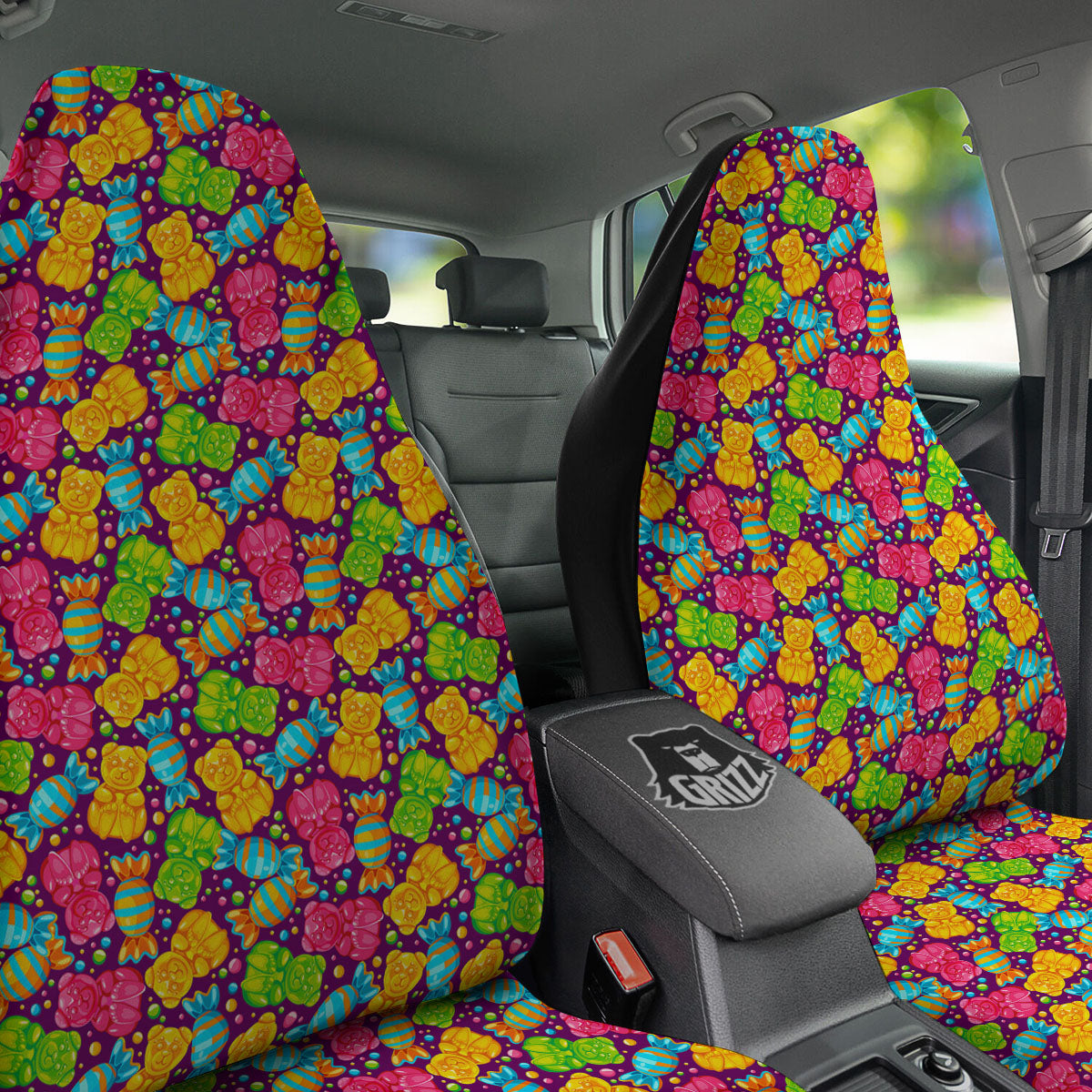 Gummy Colorful Print Car Seat Covers-grizzshop