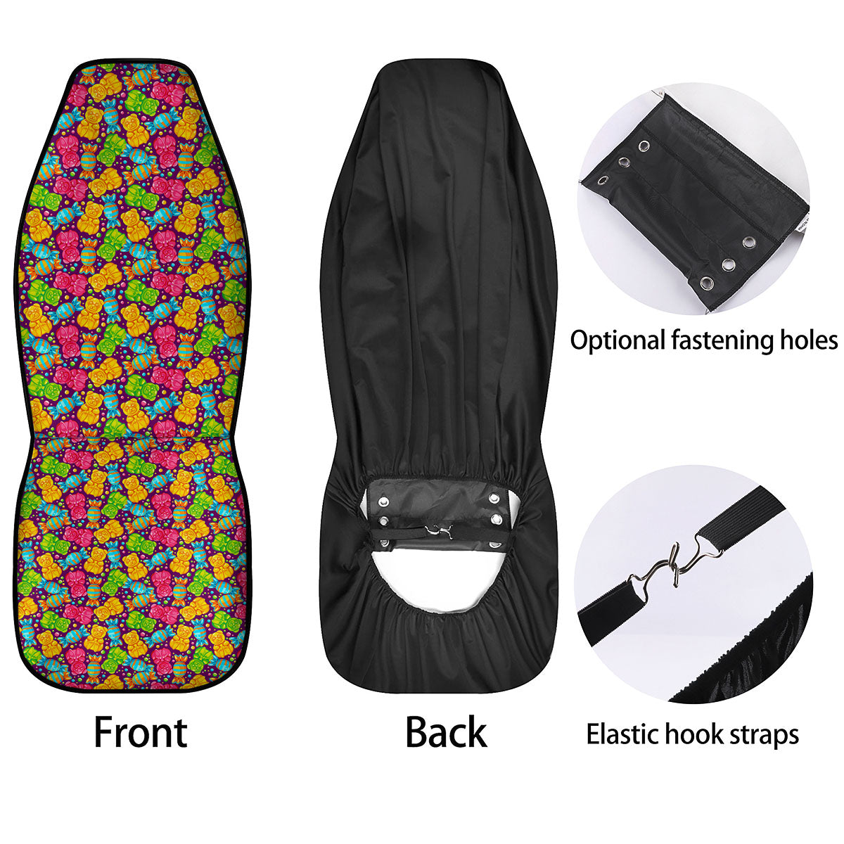Gummy Colorful Print Car Seat Covers-grizzshop