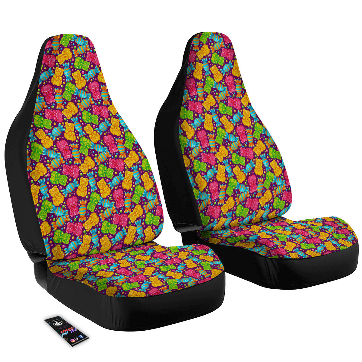 Gummy Colorful Print Car Seat Covers-grizzshop