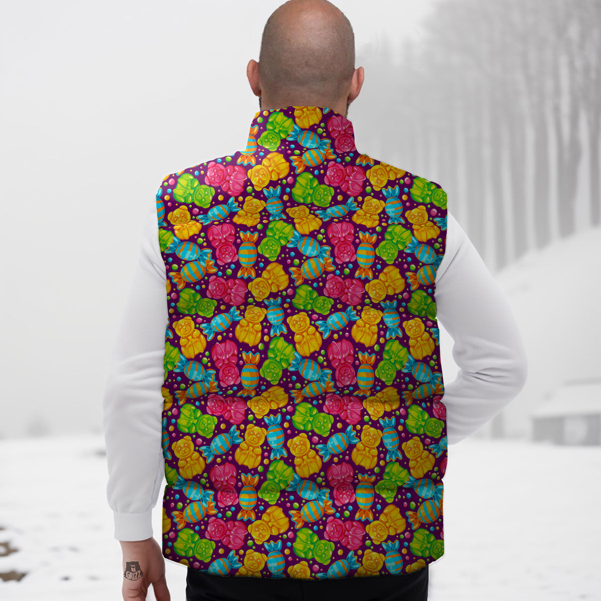 Gummy Colorful Print Down Vest