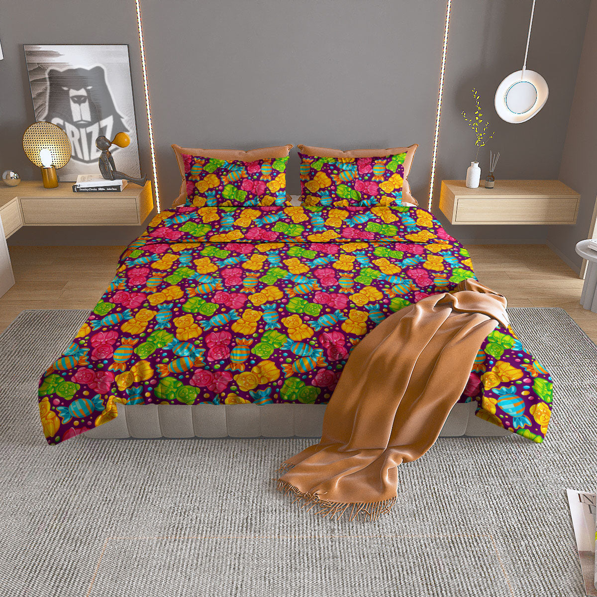 Giraffe Cute Cartoon Print Pattern Duvet Cover Bedding Set