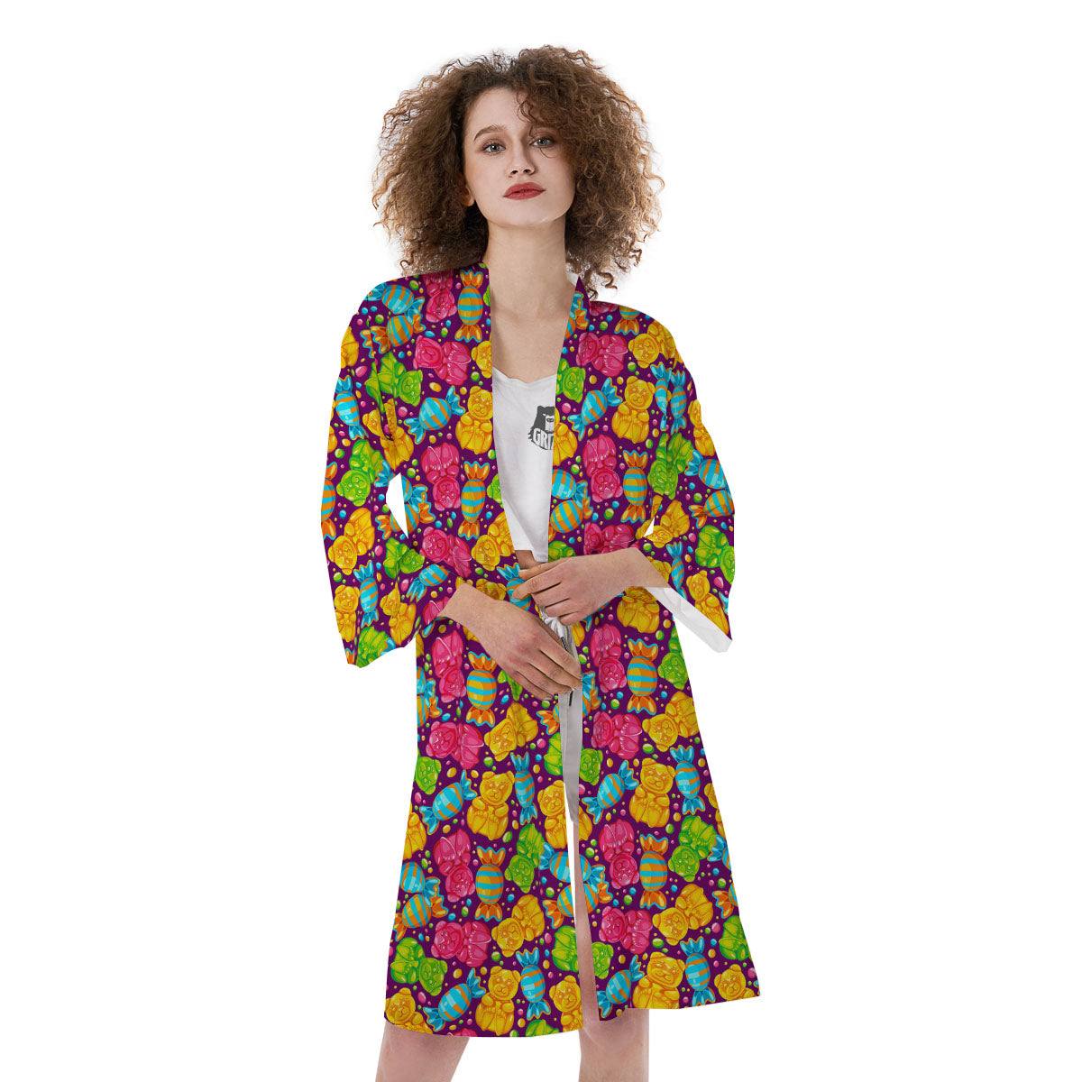 Gummy Colorful Print Kimono-grizzshop