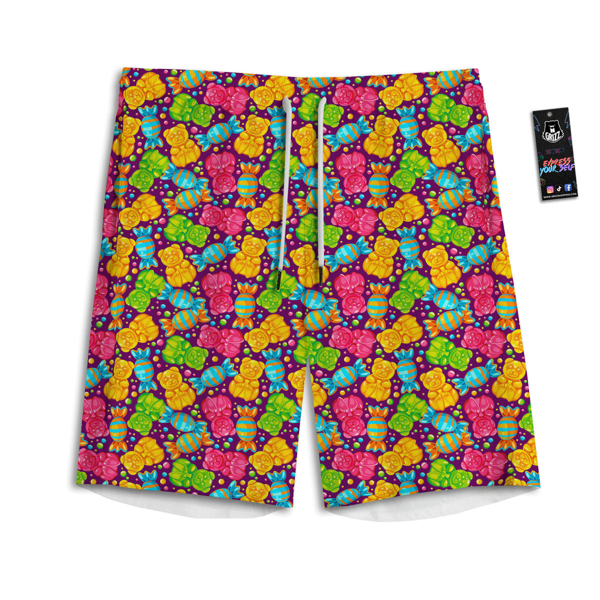 Gummy Colorful Print Men's Athletic Shorts
