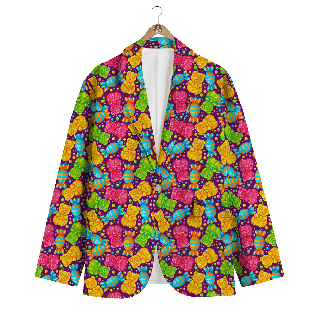 Gummy Colorful Print Men's Blazer-grizzshop