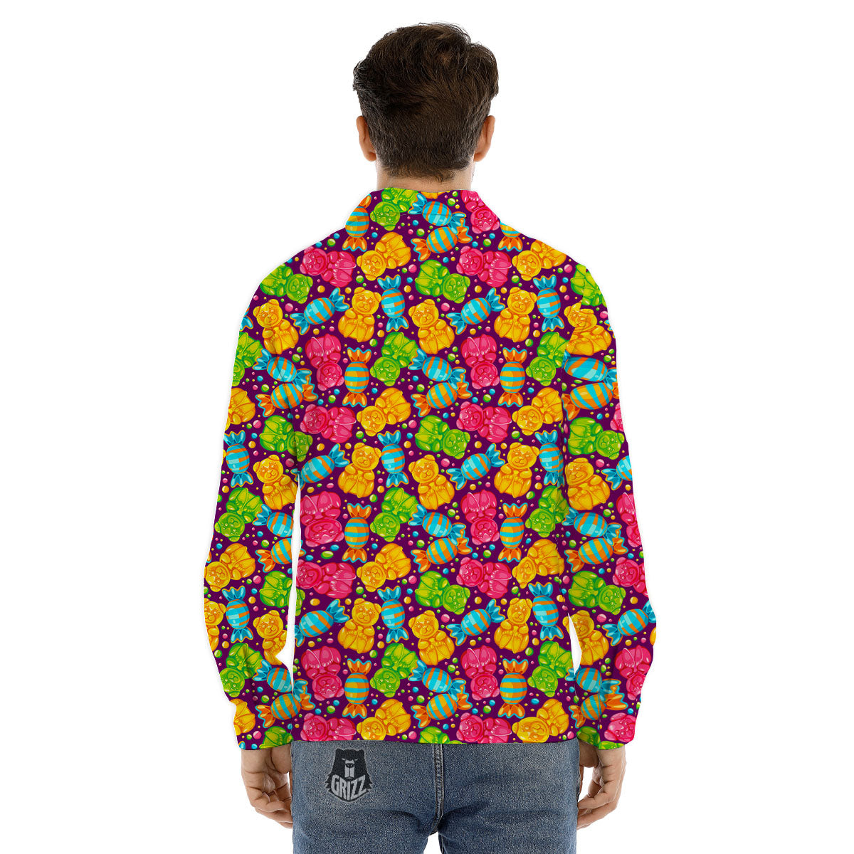 Gummy Colorful Print Men's Dress Shirts-grizzshop