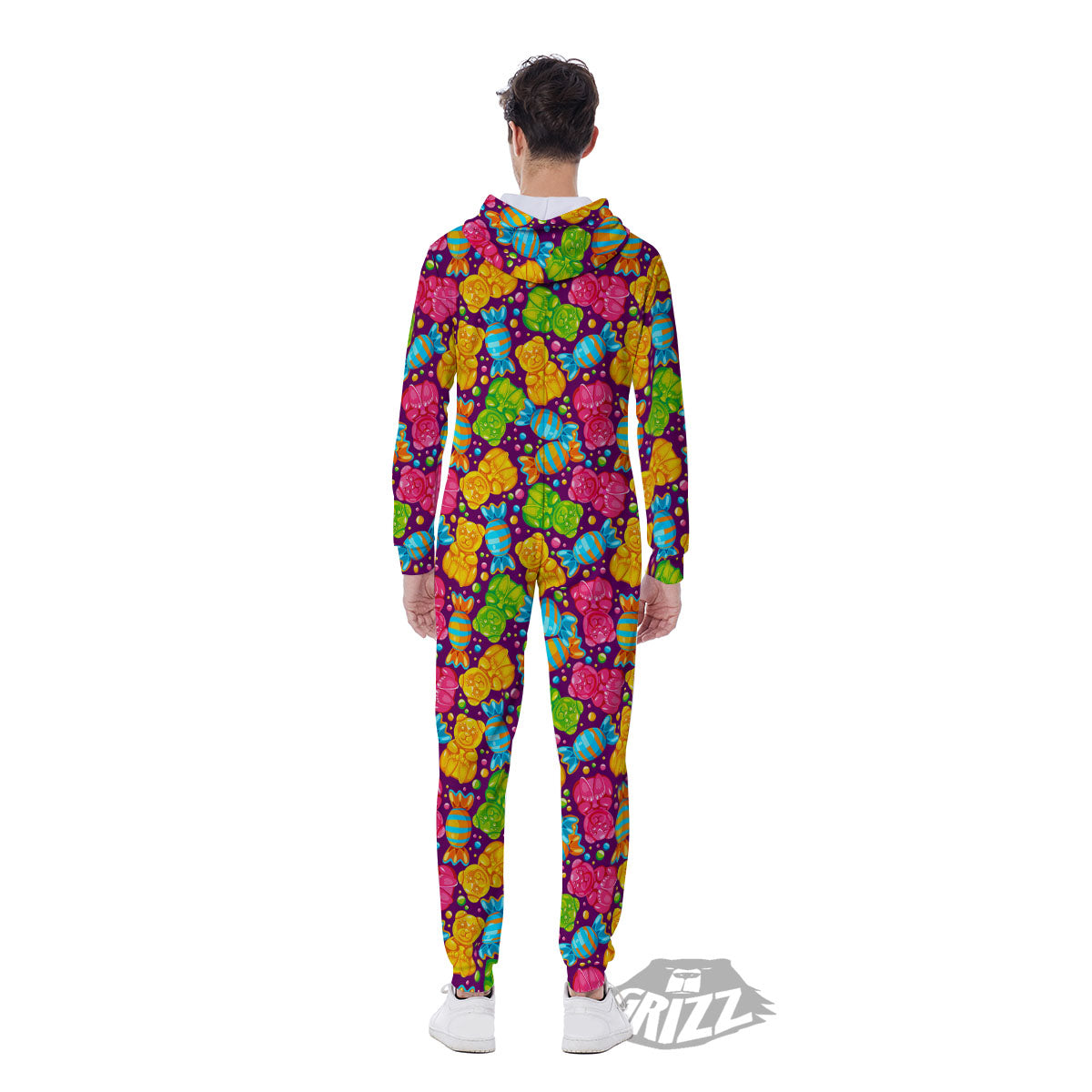 Gummy Colorful Print Men's Jumpsuit-grizzshop