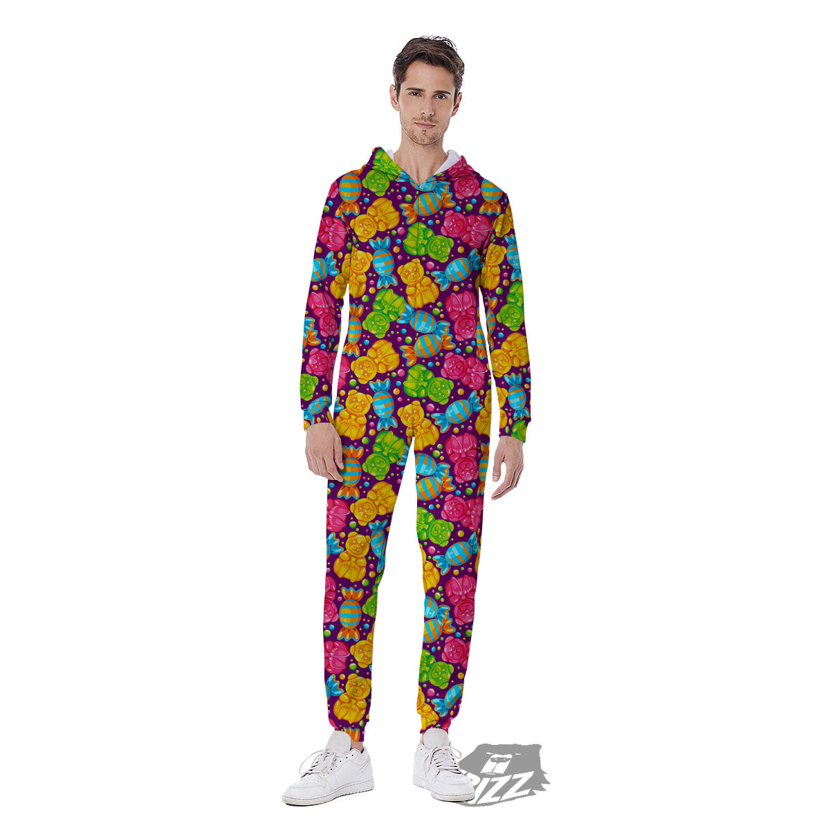 Gummy Colorful Print Men's Jumpsuit-grizzshop