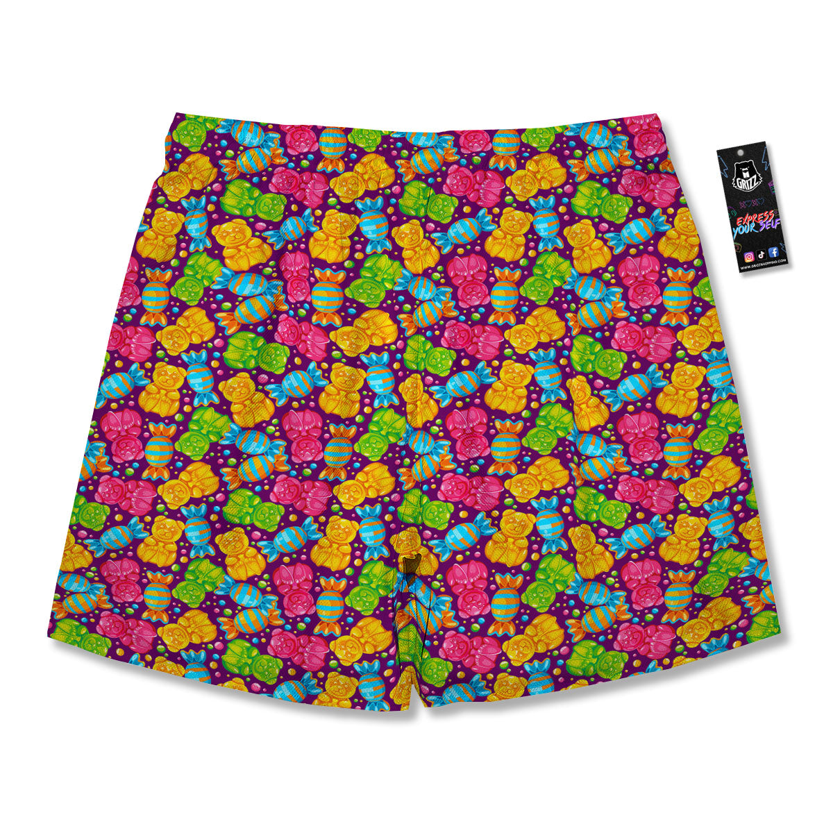 Gummy Colorful Print Men's Running Shorts-grizzshop