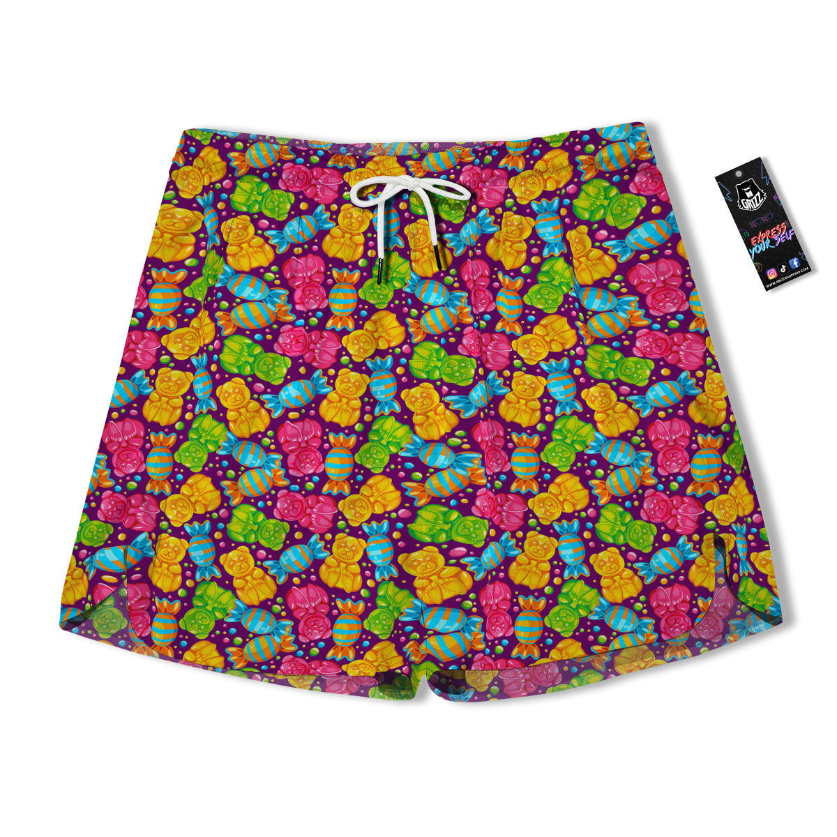 Gummy Colorful Print Men's Running Shorts-grizzshop
