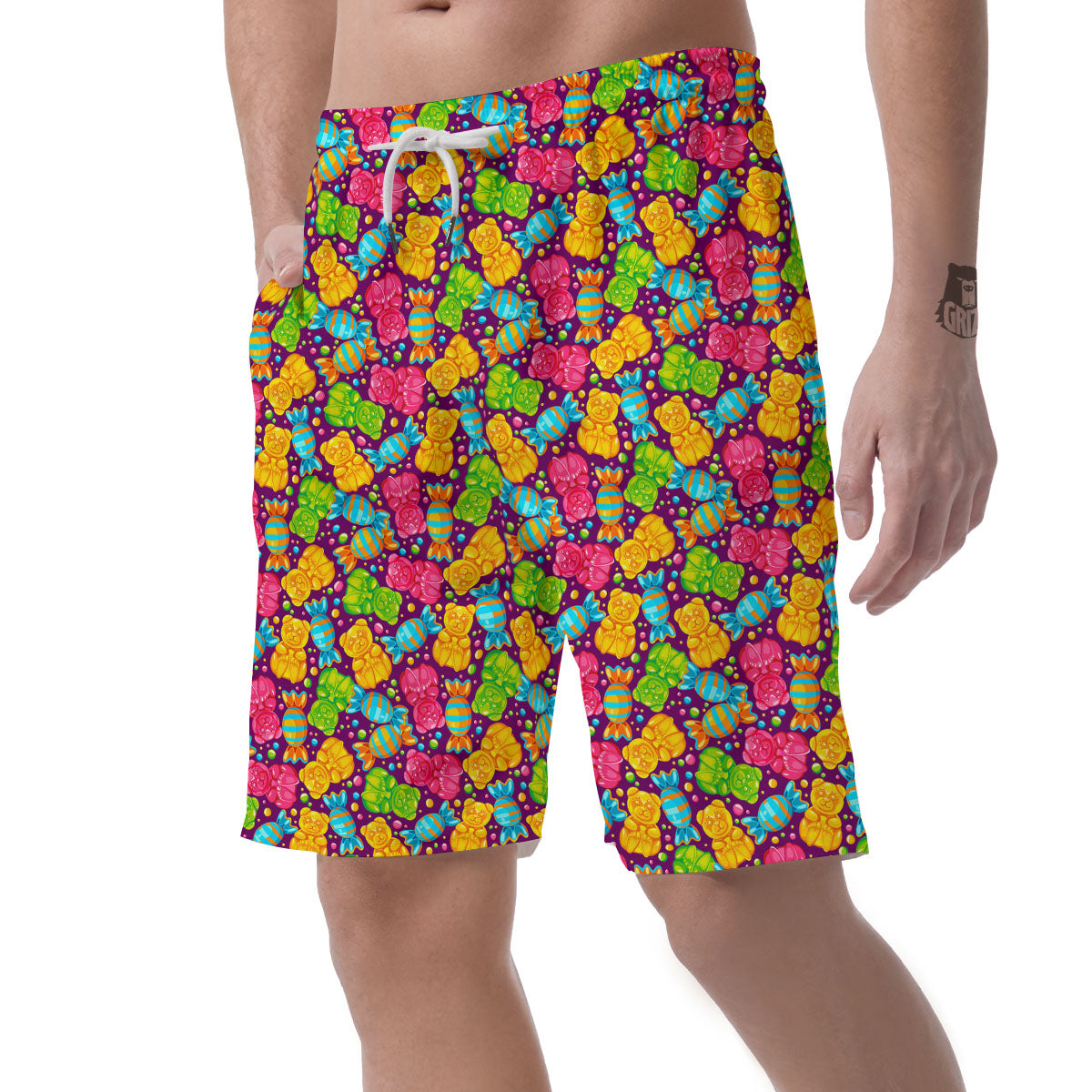 Gummy Colorful Print Men's Shorts-grizzshop