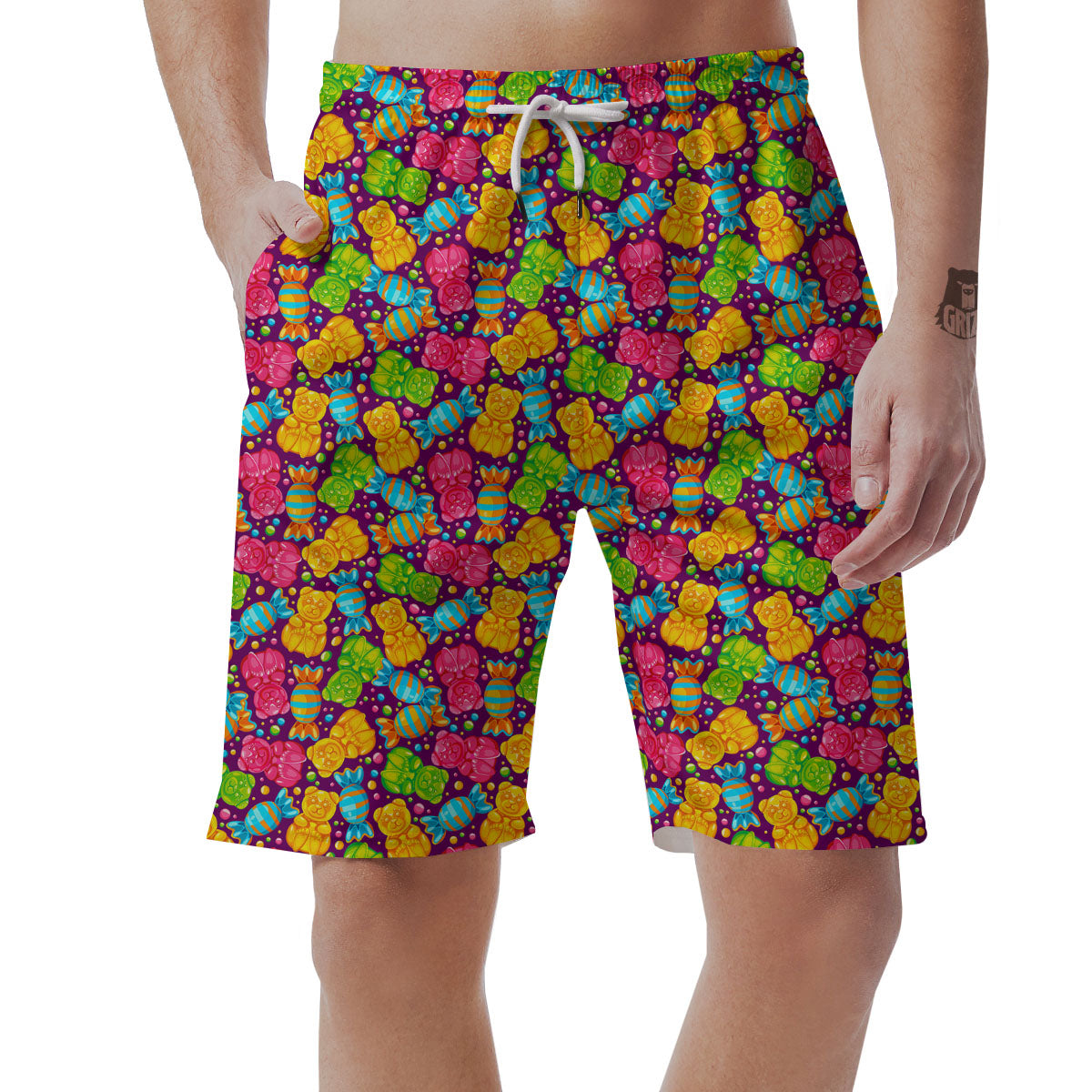 Gummy Colorful Print Men's Shorts-grizzshop