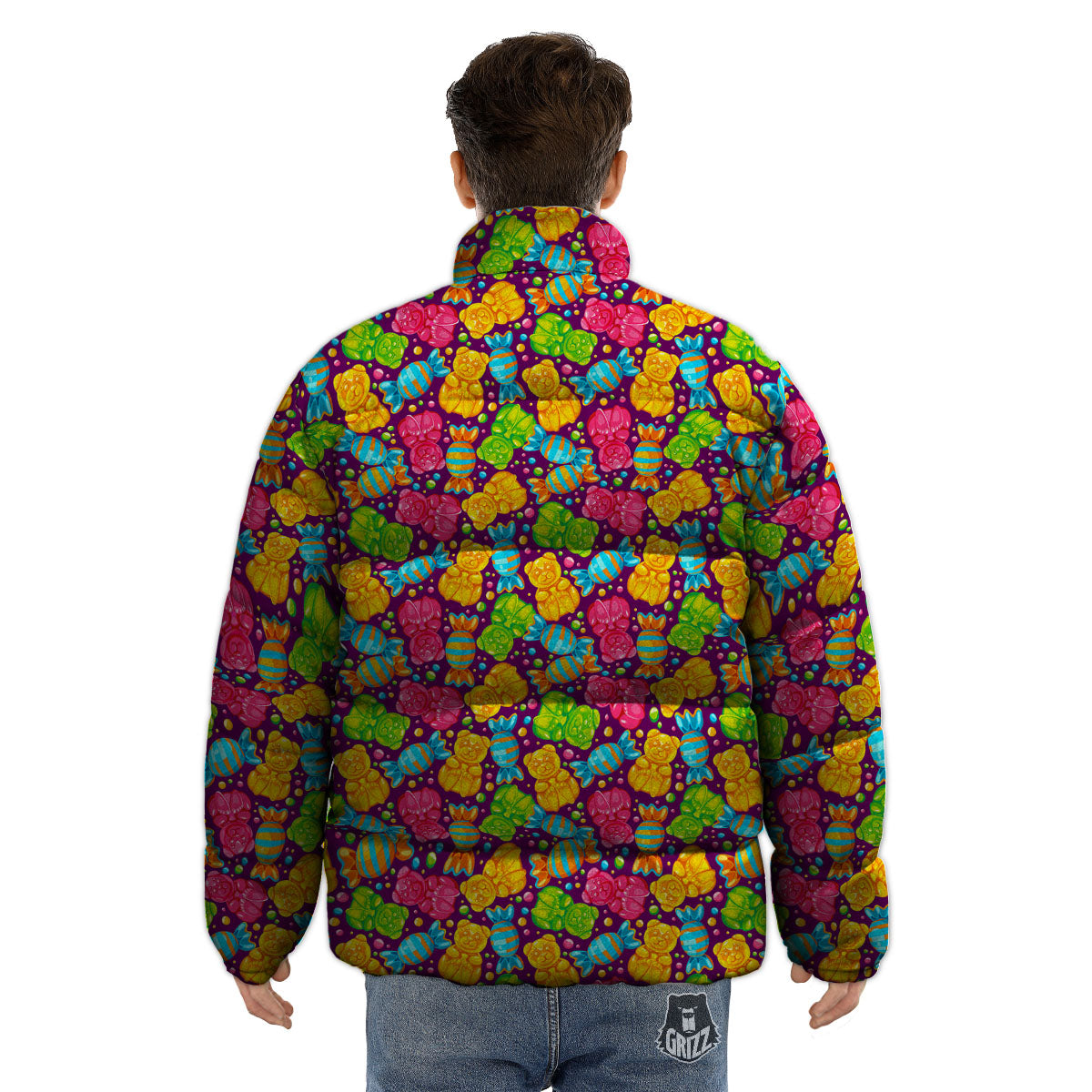 Gummy Colorful Print Puffer Jacket-grizzshop
