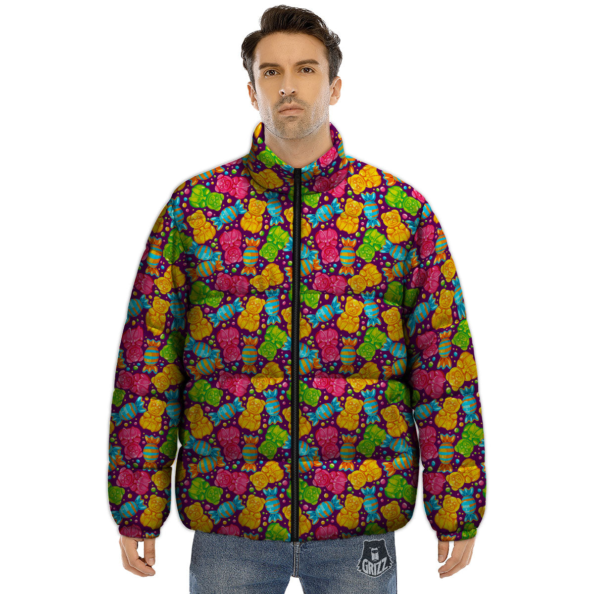 Gummy Colorful Print Puffer Jacket-grizzshop