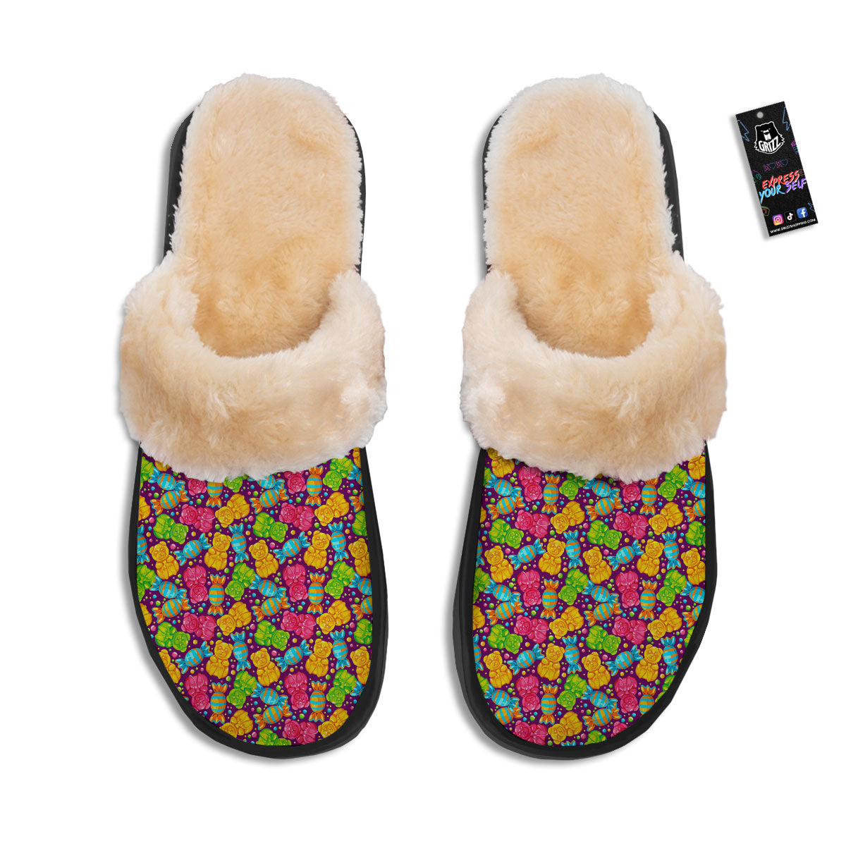 Gummy Colorful Print Slippers-grizzshop