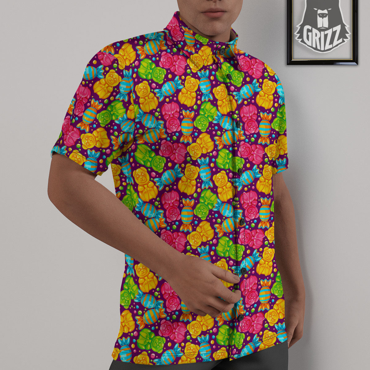 Gummy Colorful Print Untucked Shirts-grizzshop