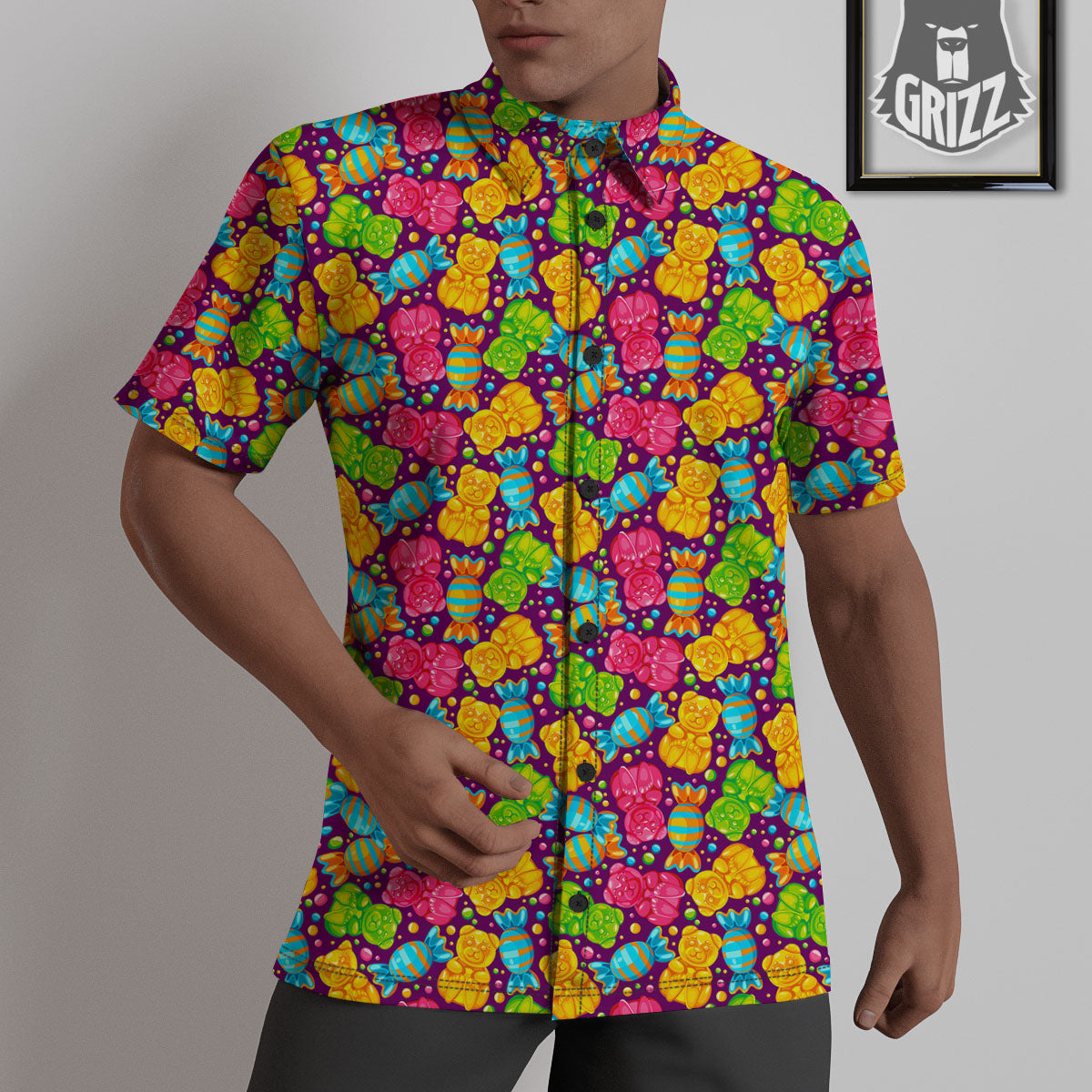 Gummy Colorful Print Untucked Shirts-grizzshop