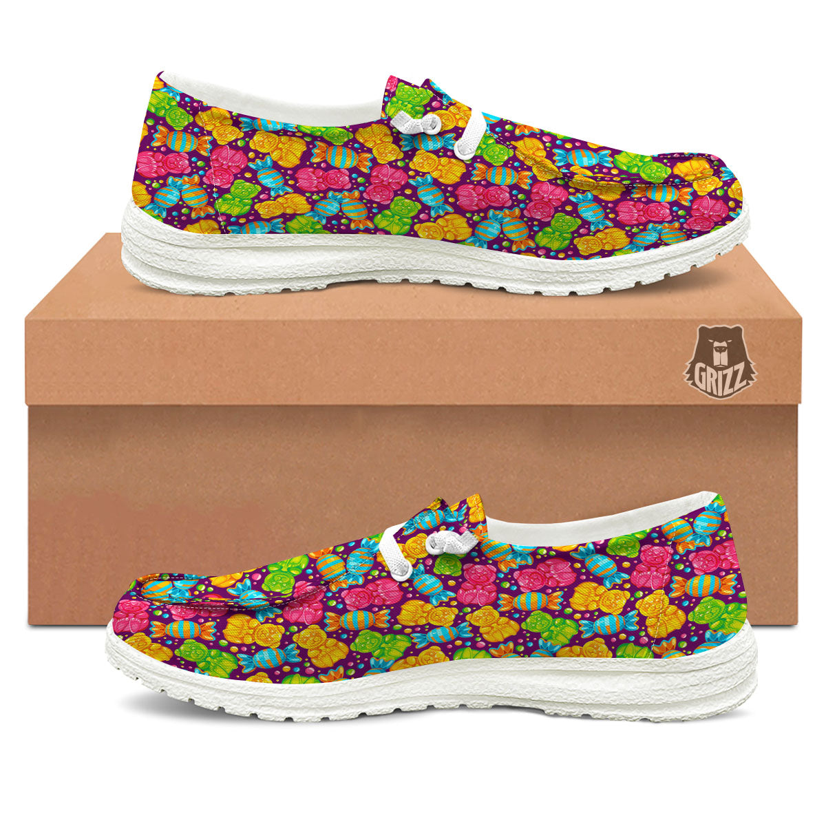 Gummy Colorful Print White Loafers-grizzshop