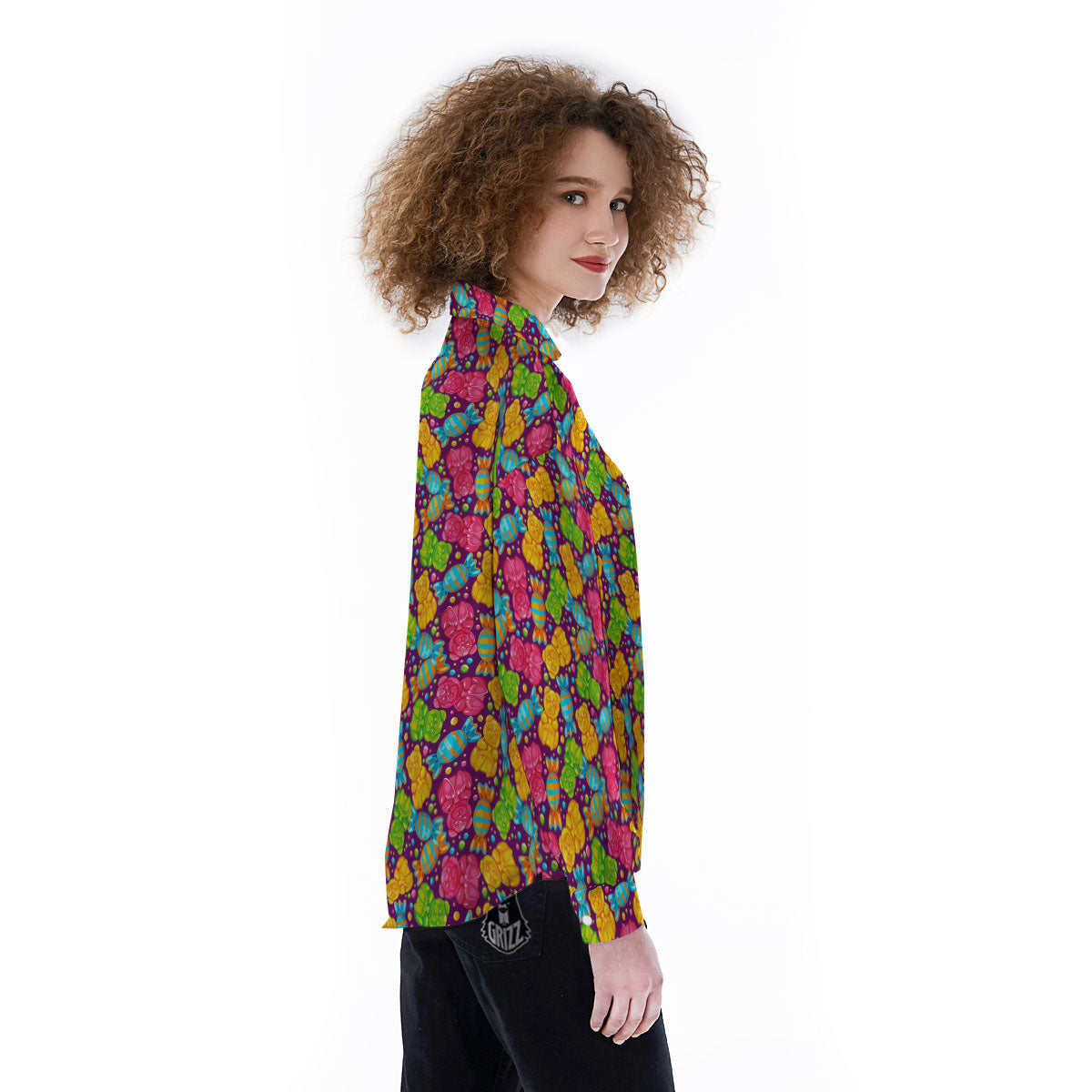 Gummy Colorful Print Women's Long Sleeve Shirts-grizzshop