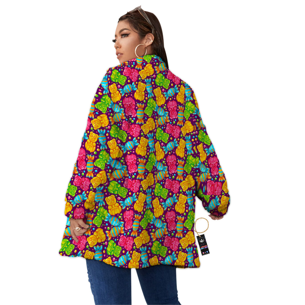 Gummy Colorful Print Women's Sherpa Jacket-grizzshop