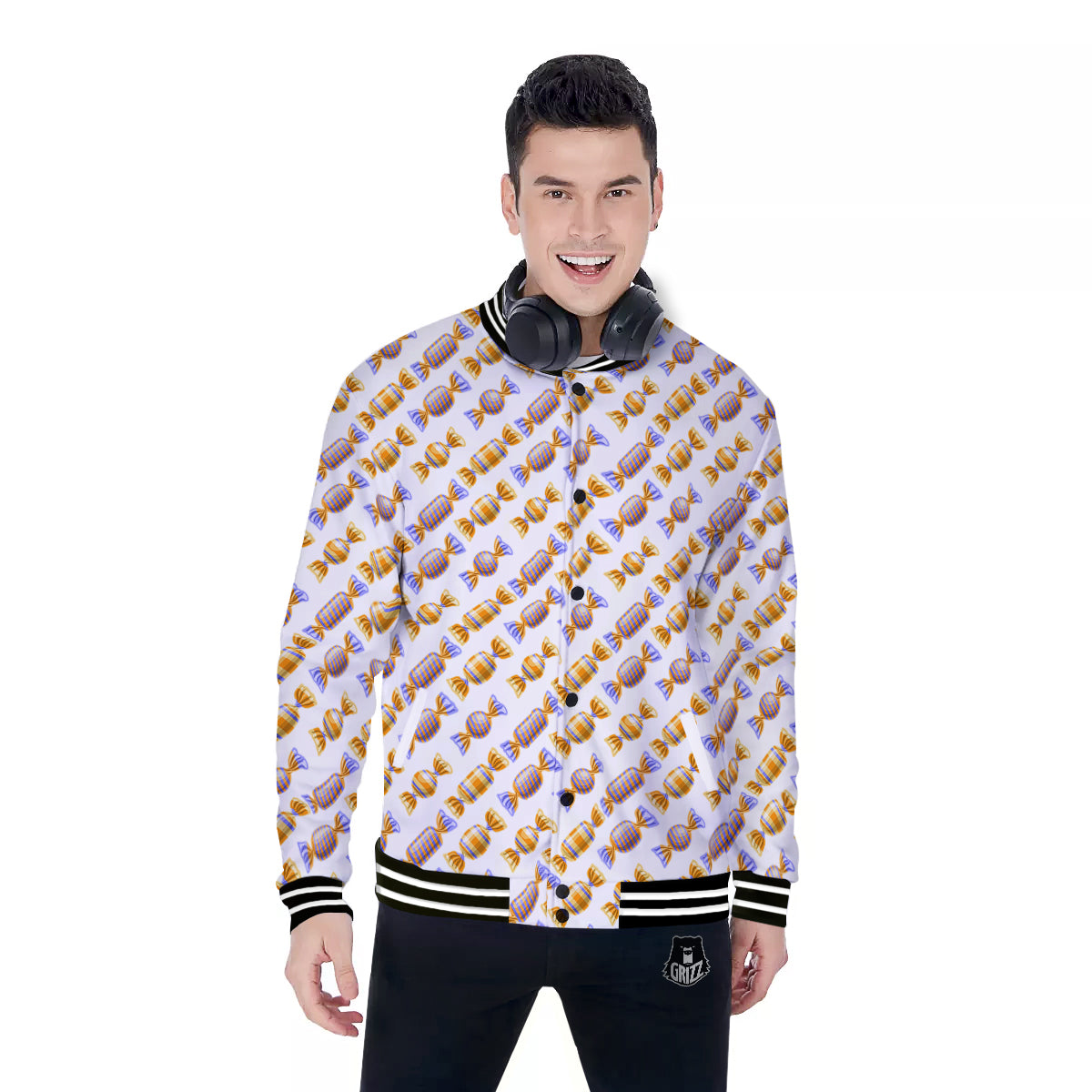 Gummy Yummy Print Pattern Baseball Jacket-grizzshop