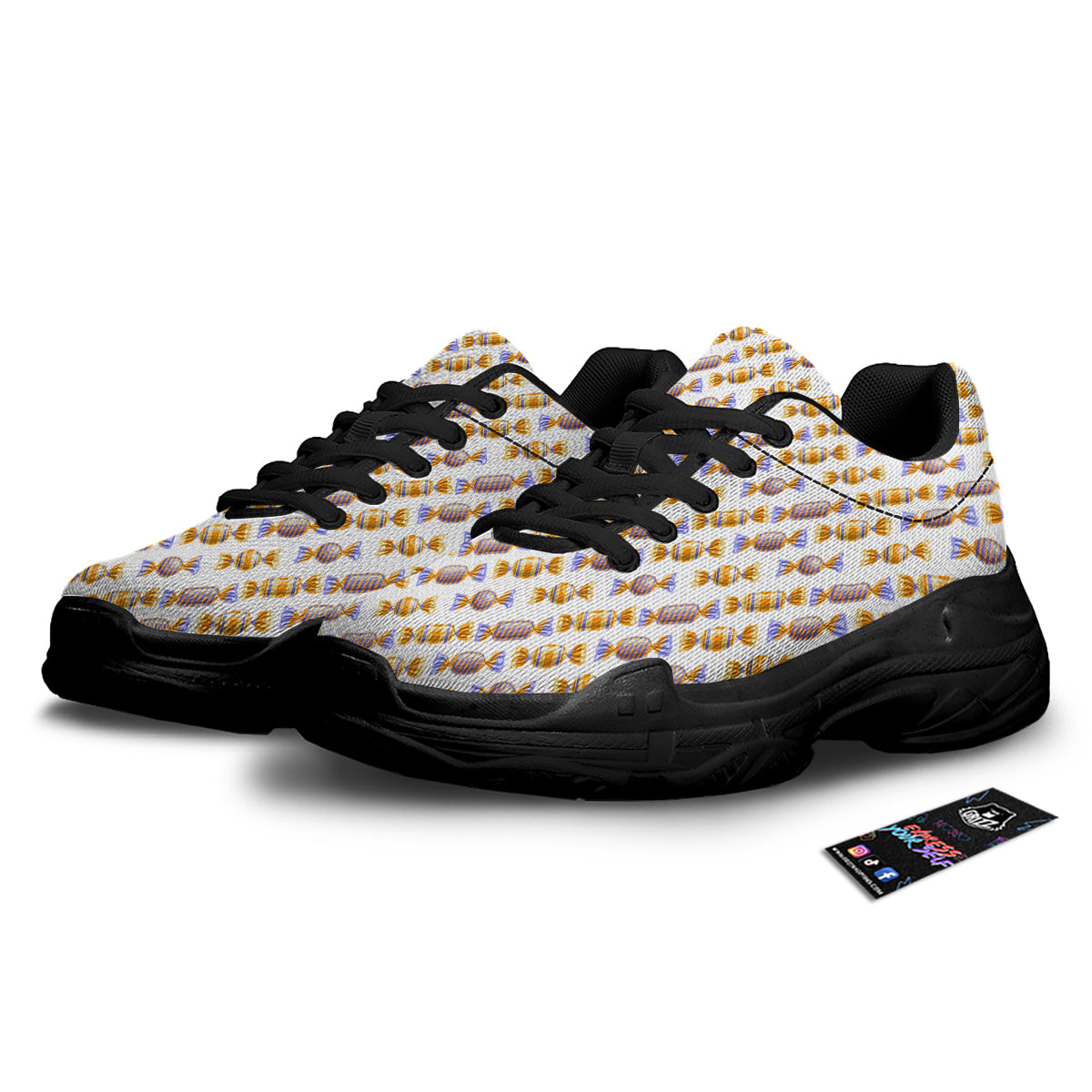 Gummy Yummy Print Pattern Black Chunky Shoes-grizzshop