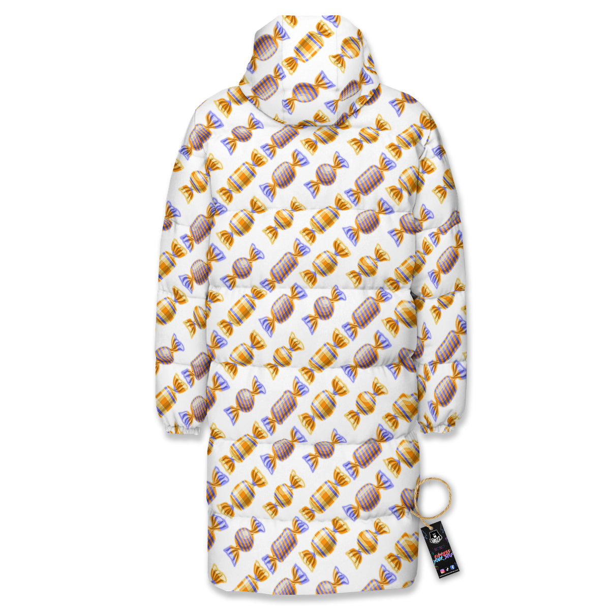 Gummy Yummy Print Pattern Long Down Jacket-grizzshop
