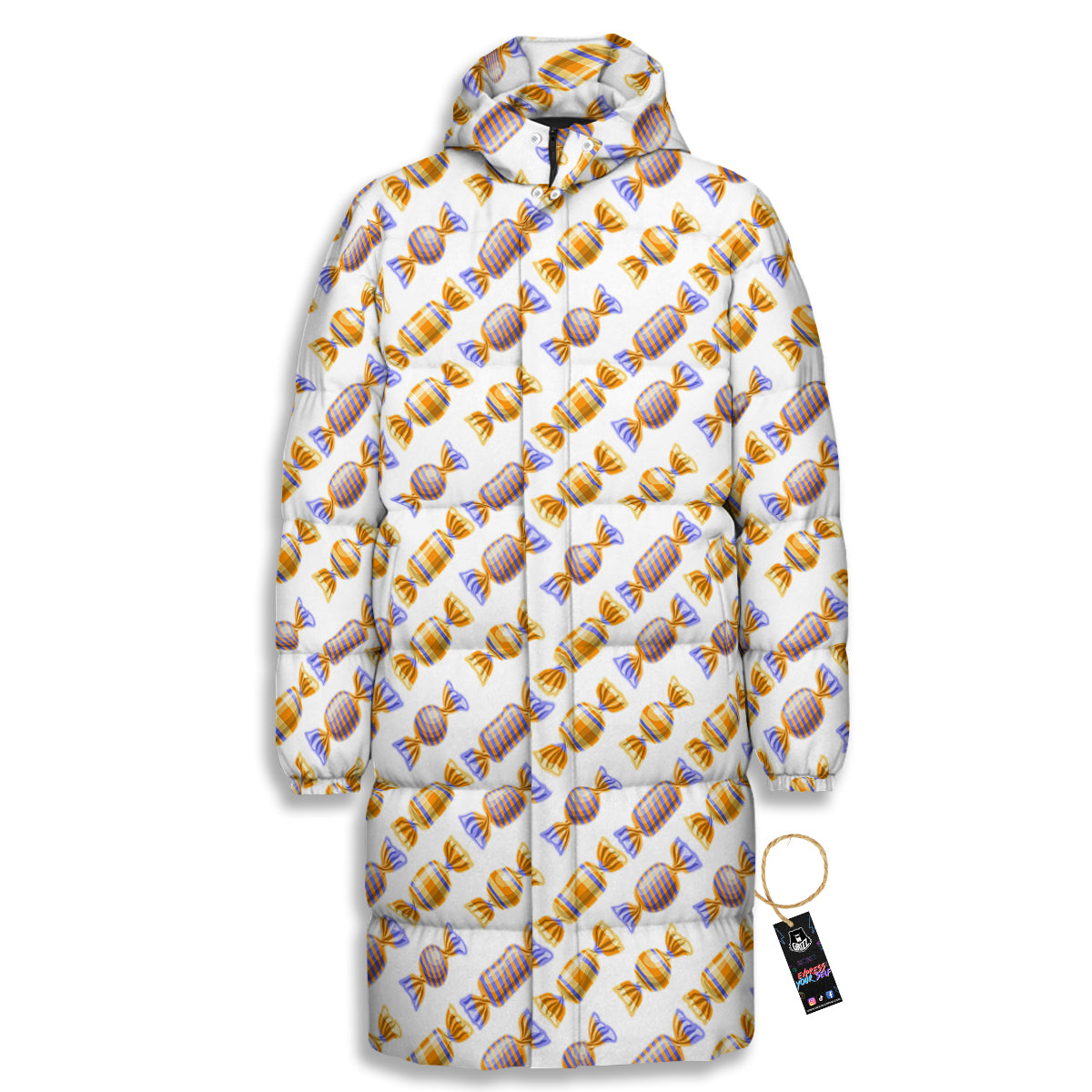 Gummy Yummy Print Pattern Long Down Jacket-grizzshop