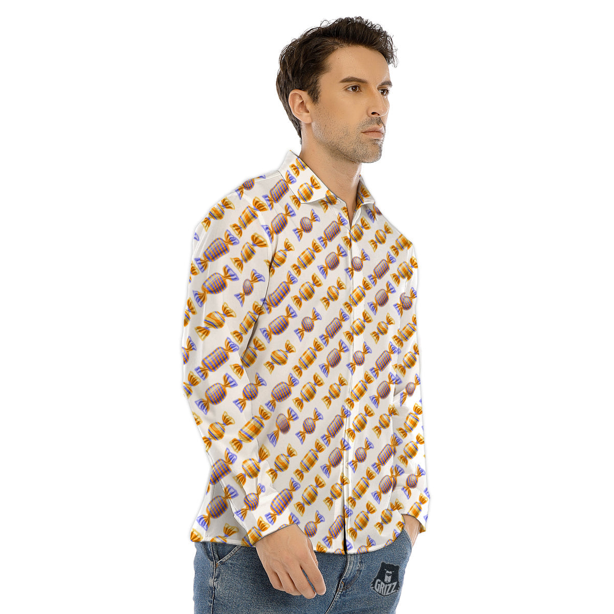 Gummy Yummy Print Pattern Men's Dress Shirts-grizzshop